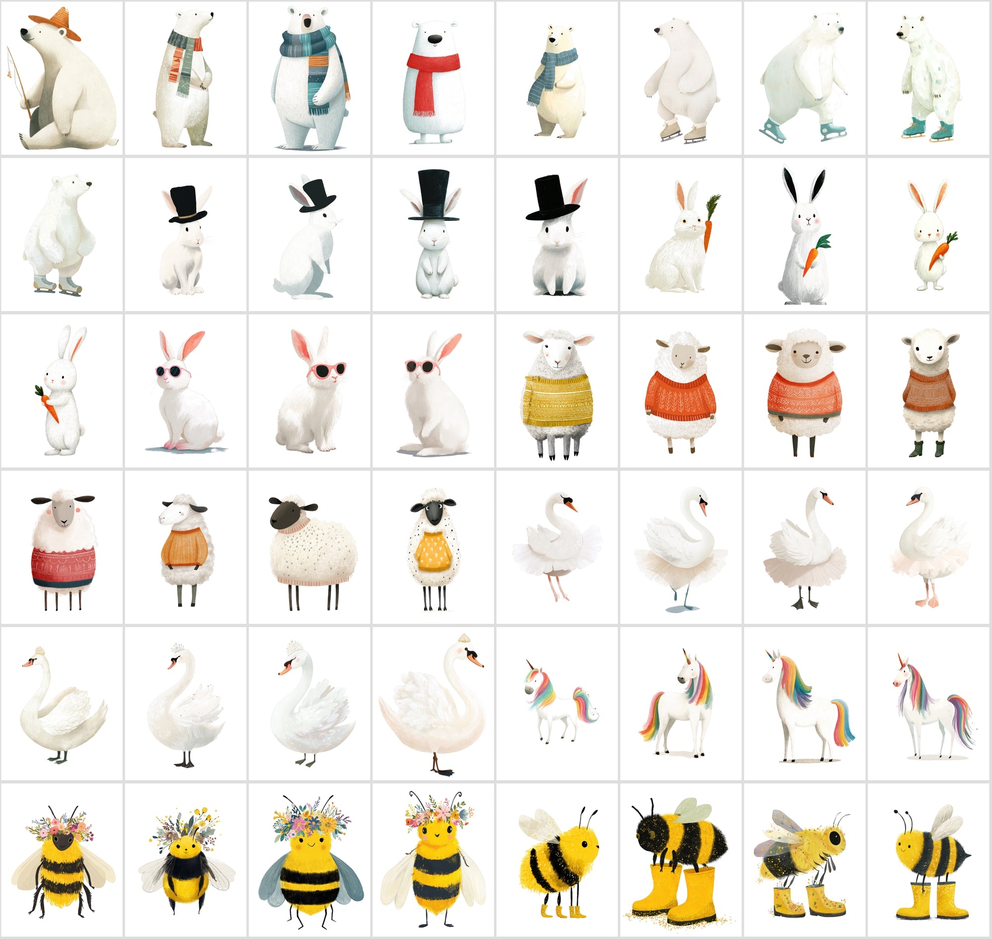 560 Transparent Animal PNGs • Kids-Book Style Clipart