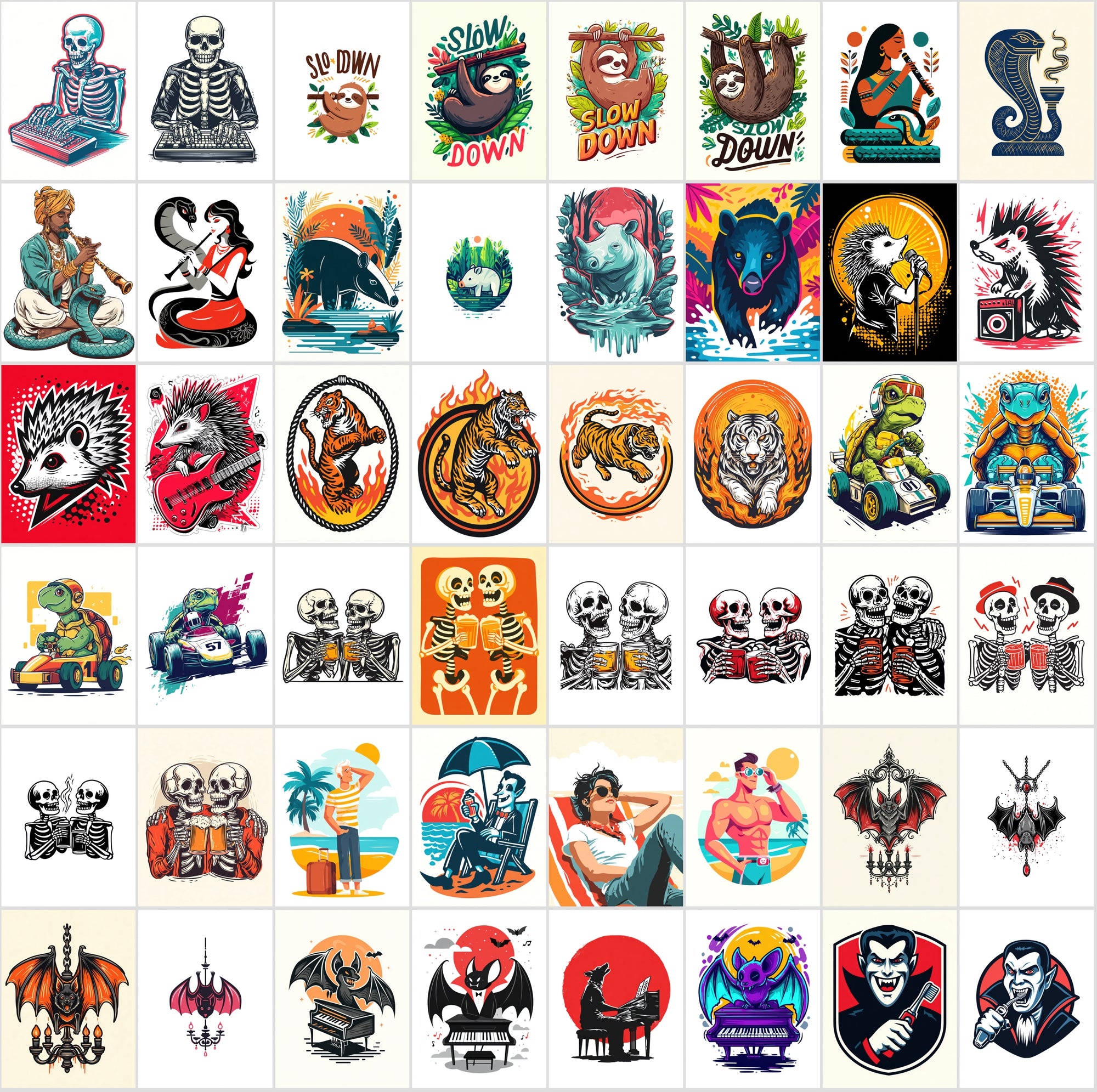 600 Whimsical Illustrations for T-Shirts, Prints & More