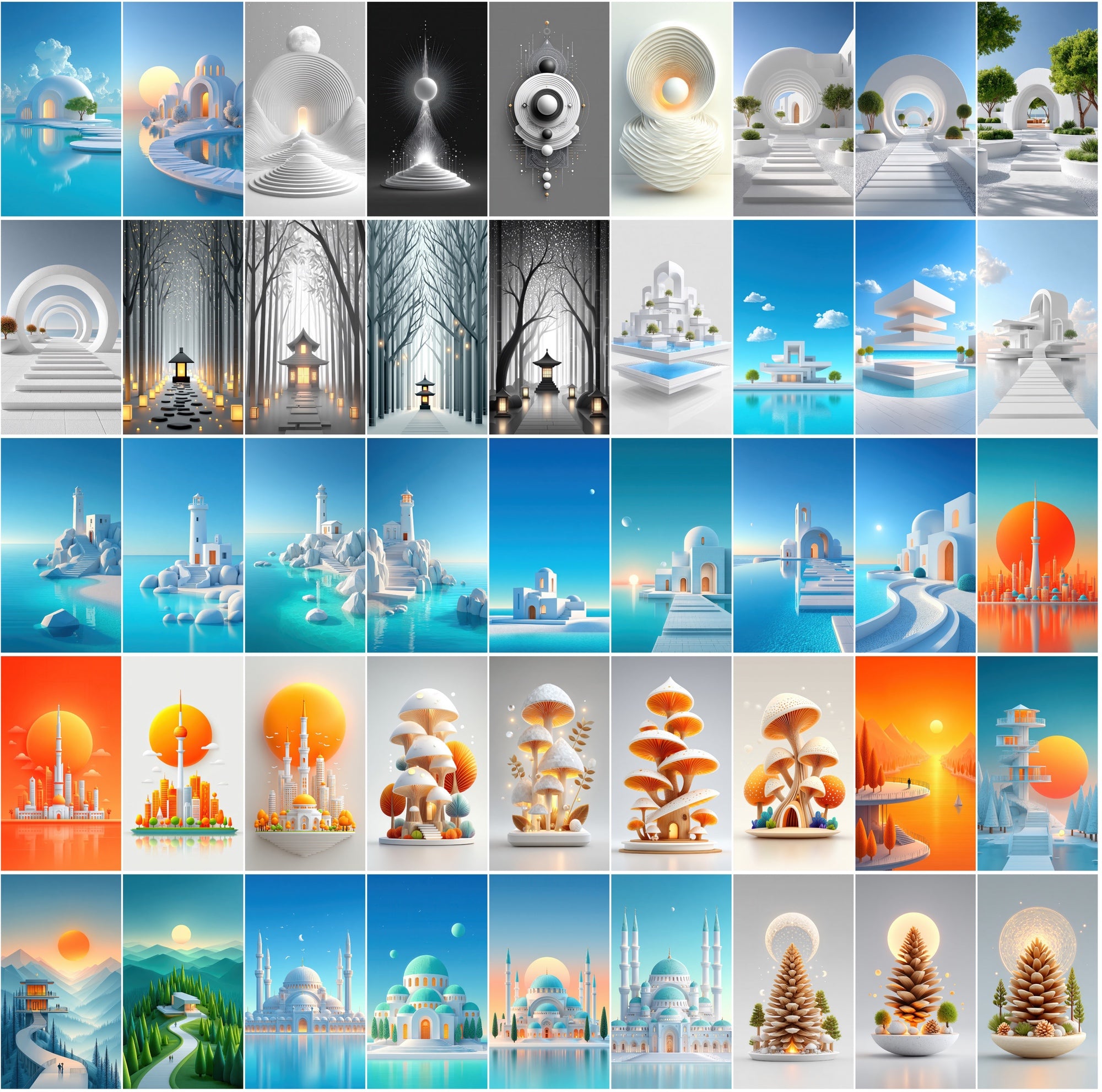 623 Minimalist Architecture & Zen Landscapes – High-Res JPG Art Collection
