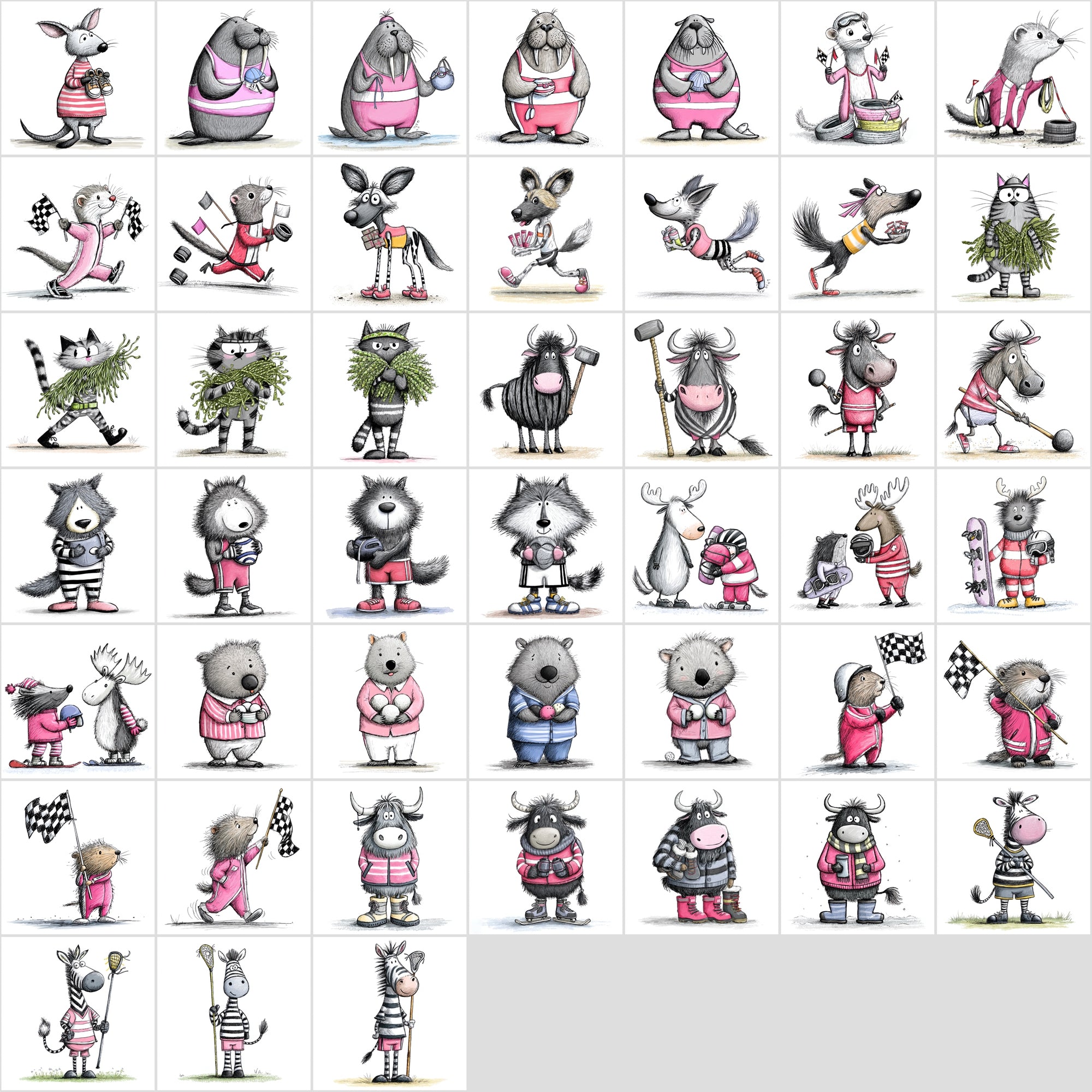 Cute Sports Animals Clipart Mega Bundle | 584 Animal Athlete Images