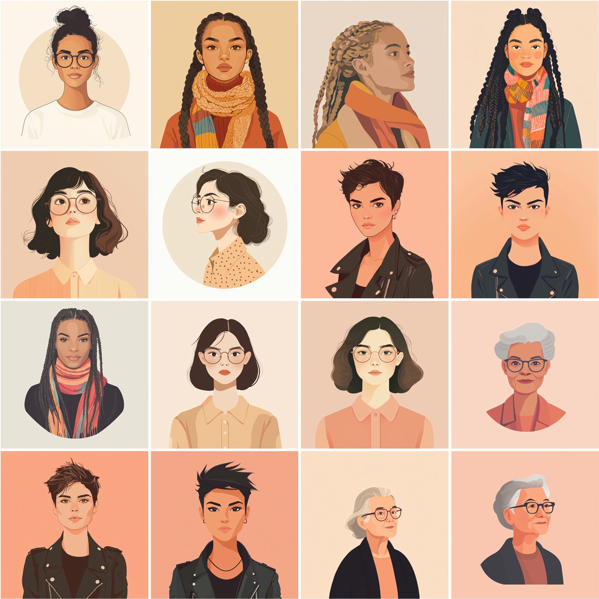 550 Flat Avatars | Diverse People Illustrations