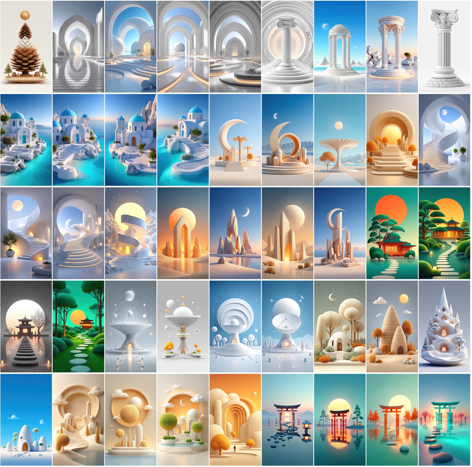 623 Minimalist Architecture & Zen Landscapes – High-Res JPG Art Collection