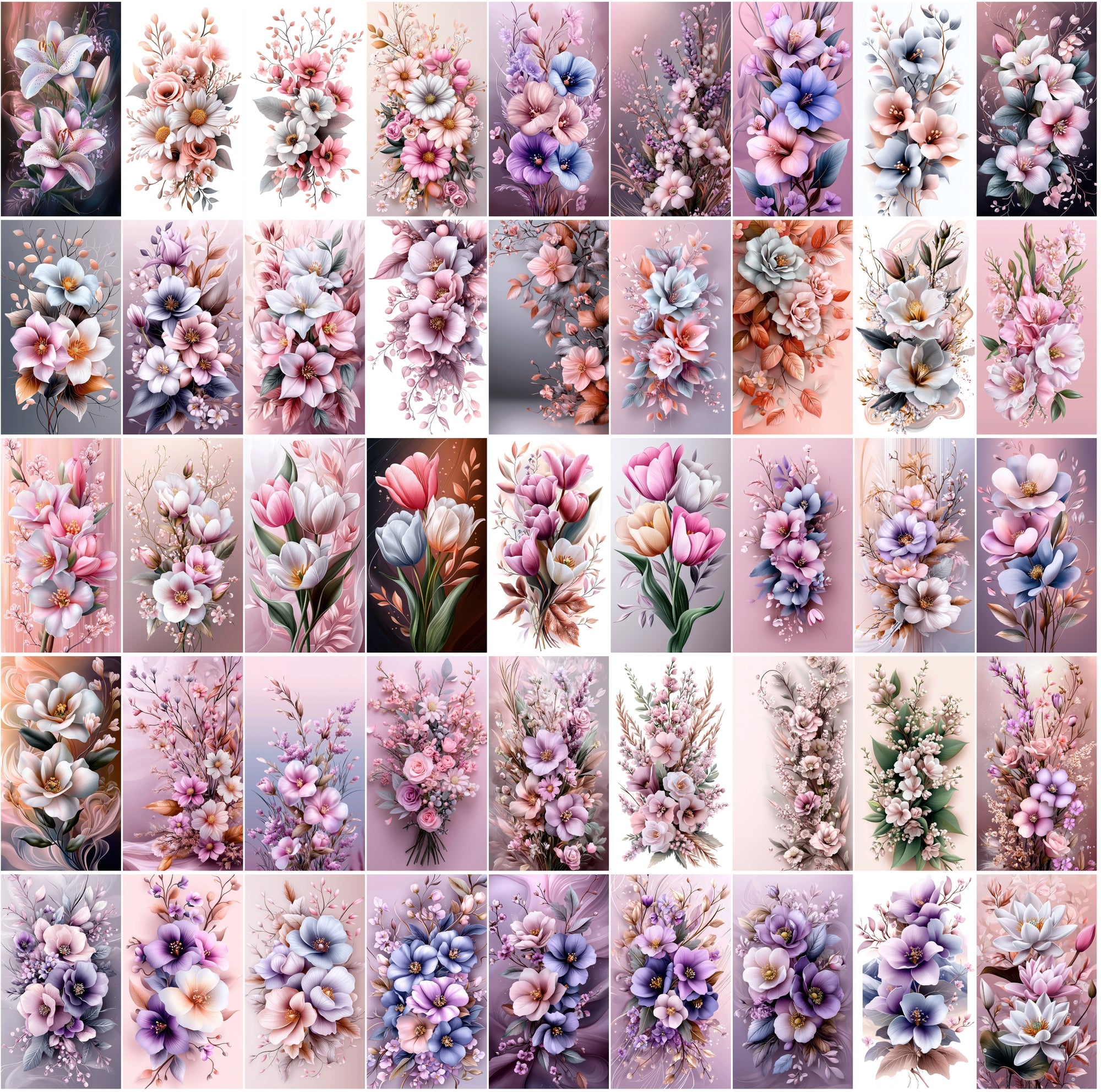 570 Delicate Pastel Flowers