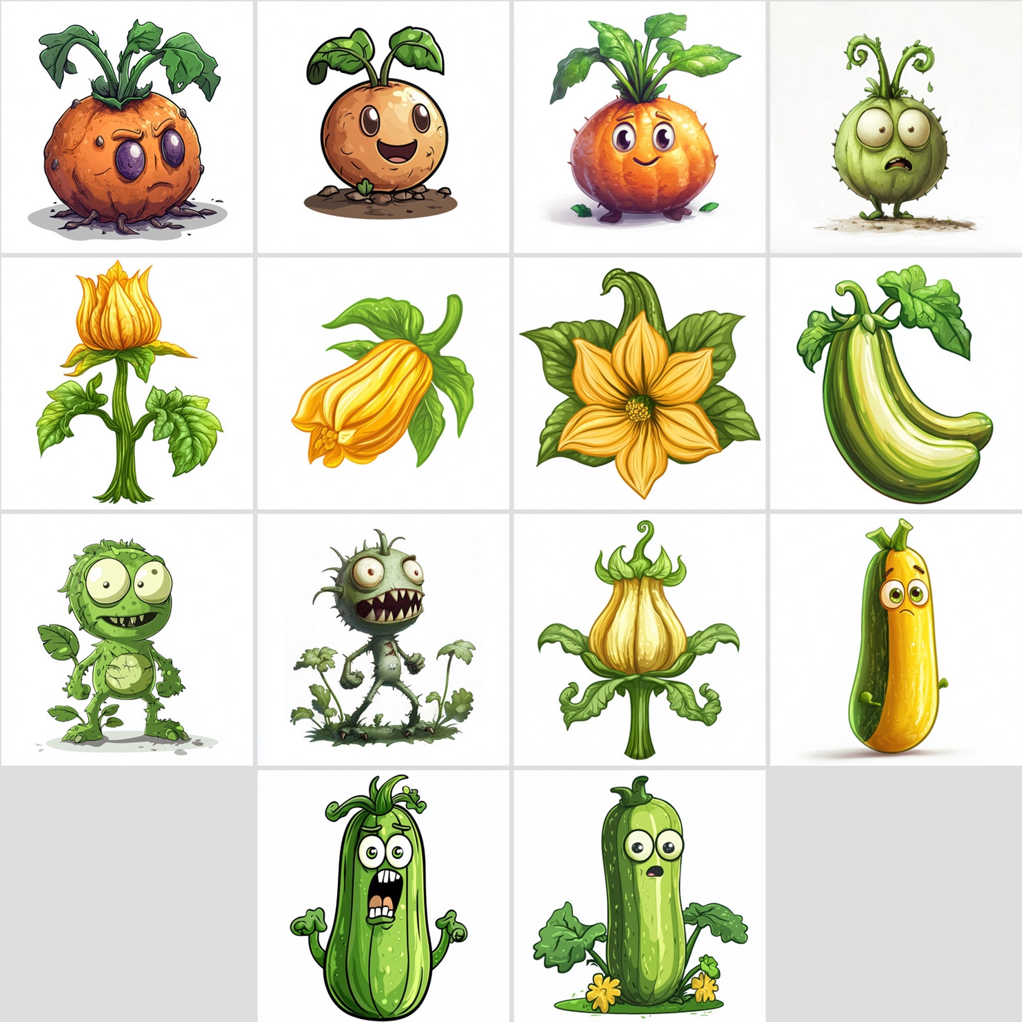 550 High-Resolution Fruits & Veggies Zombies-Themed Images