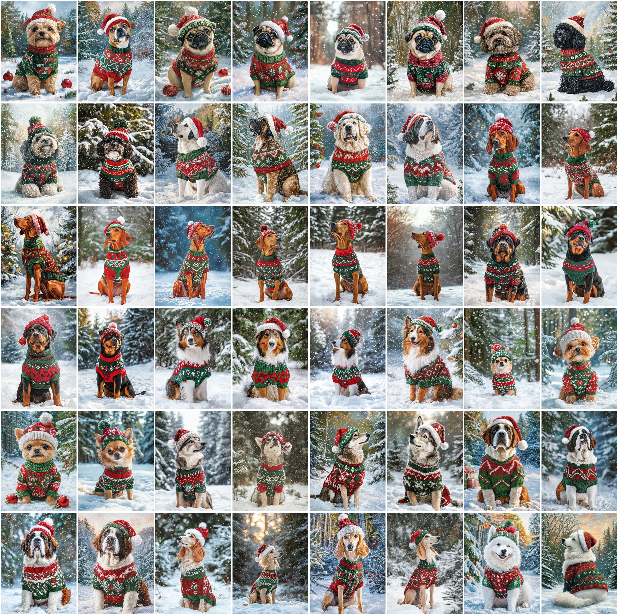 770 Adorable Dog Images on Snow with Holiday Sweaters