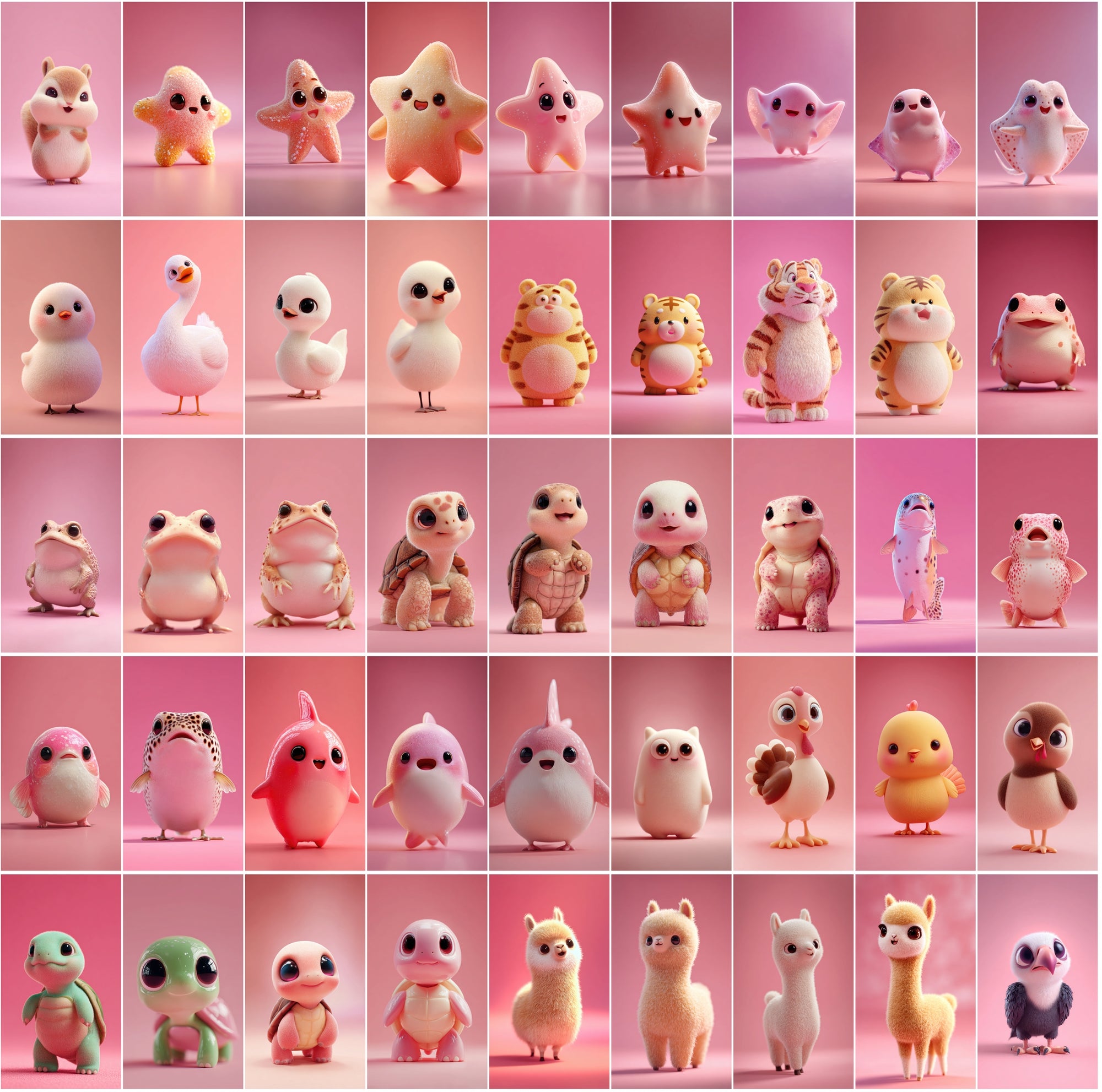 620 Chubby 3D Animals – Cute Kawaii Anime-Style JPGs (3672×6552) • Commercial Use