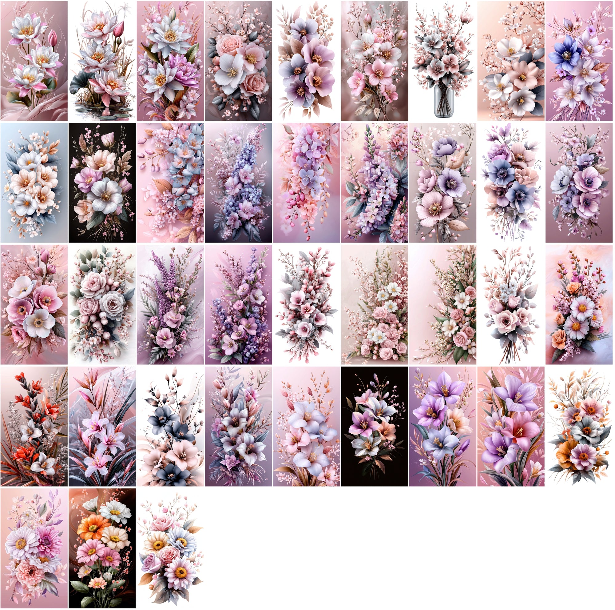 570 Delicate Pastel Flowers