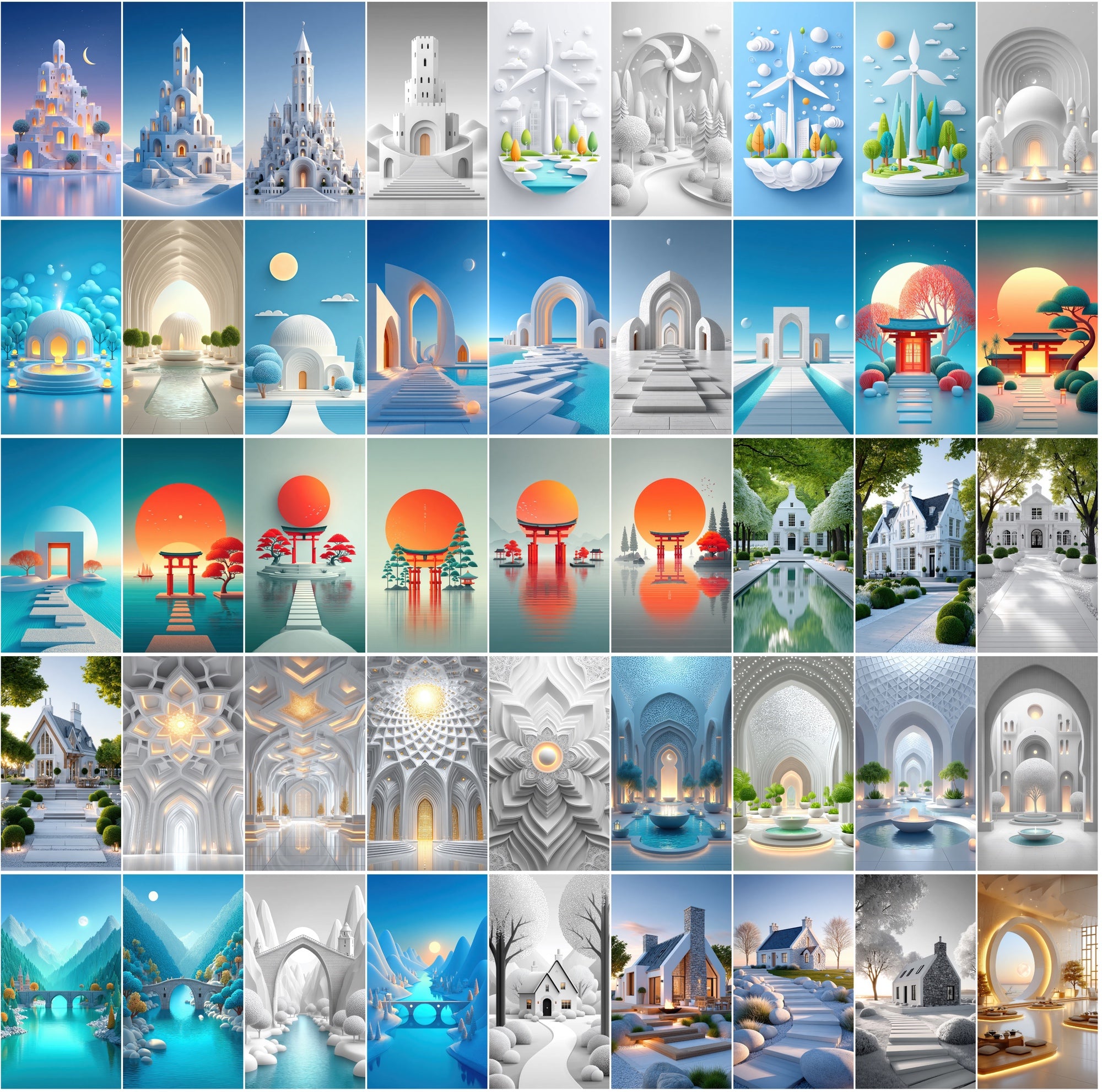 623 Minimalist Architecture & Zen Landscapes – High-Res JPG Art Collection