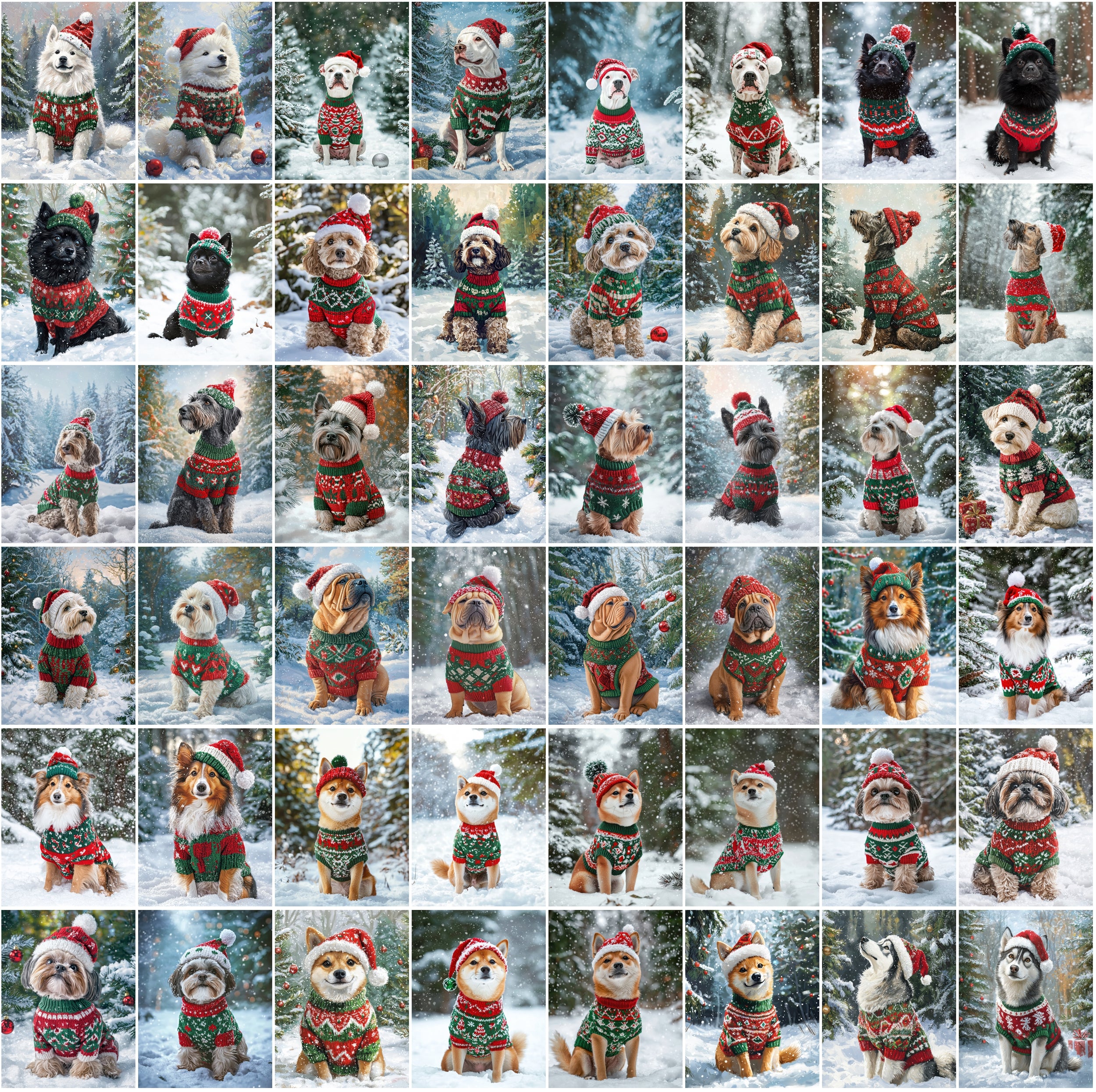 770 Adorable Dog Images on Snow with Holiday Sweaters