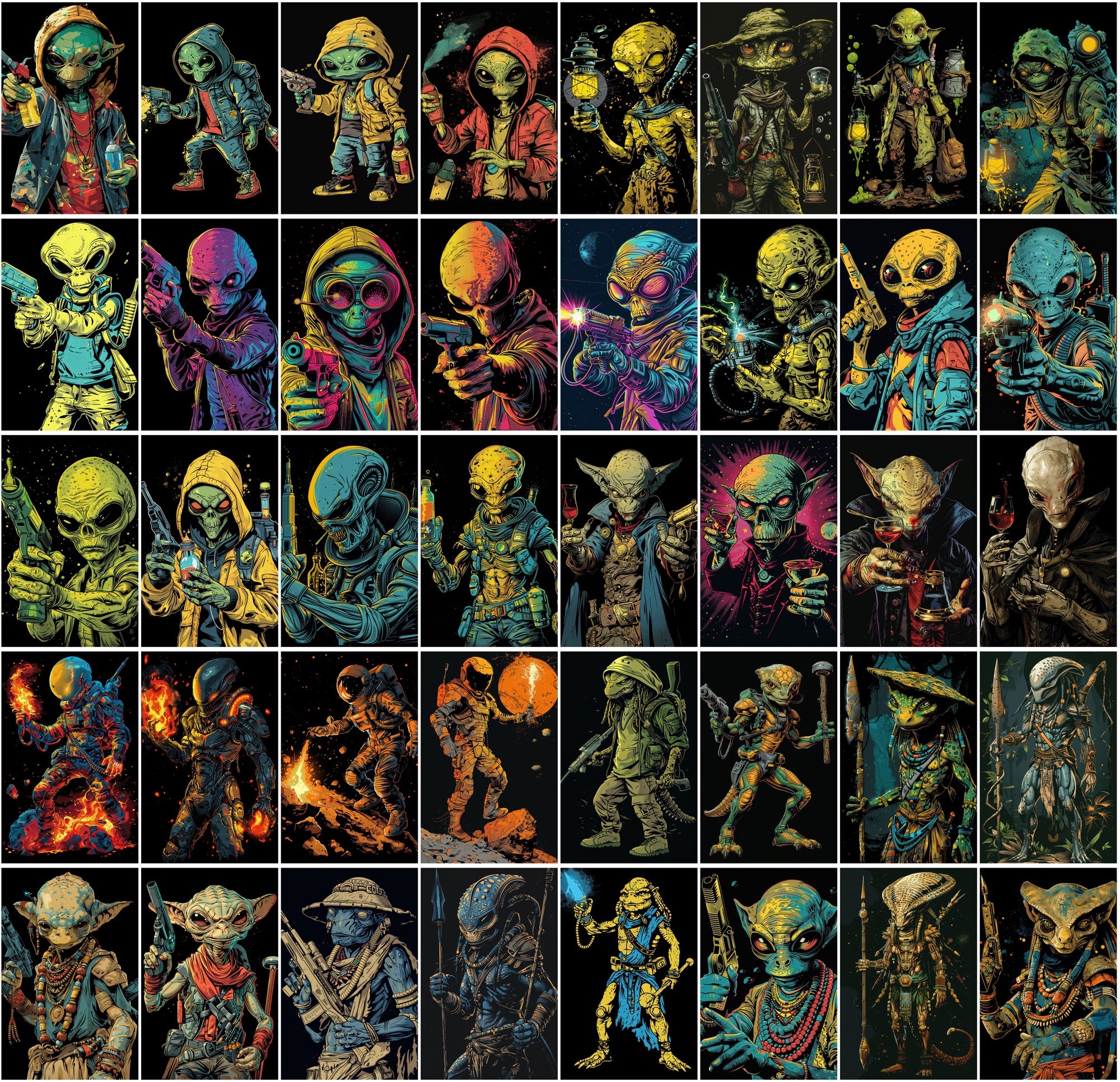 500 Colorful Retro Alien JPG Images