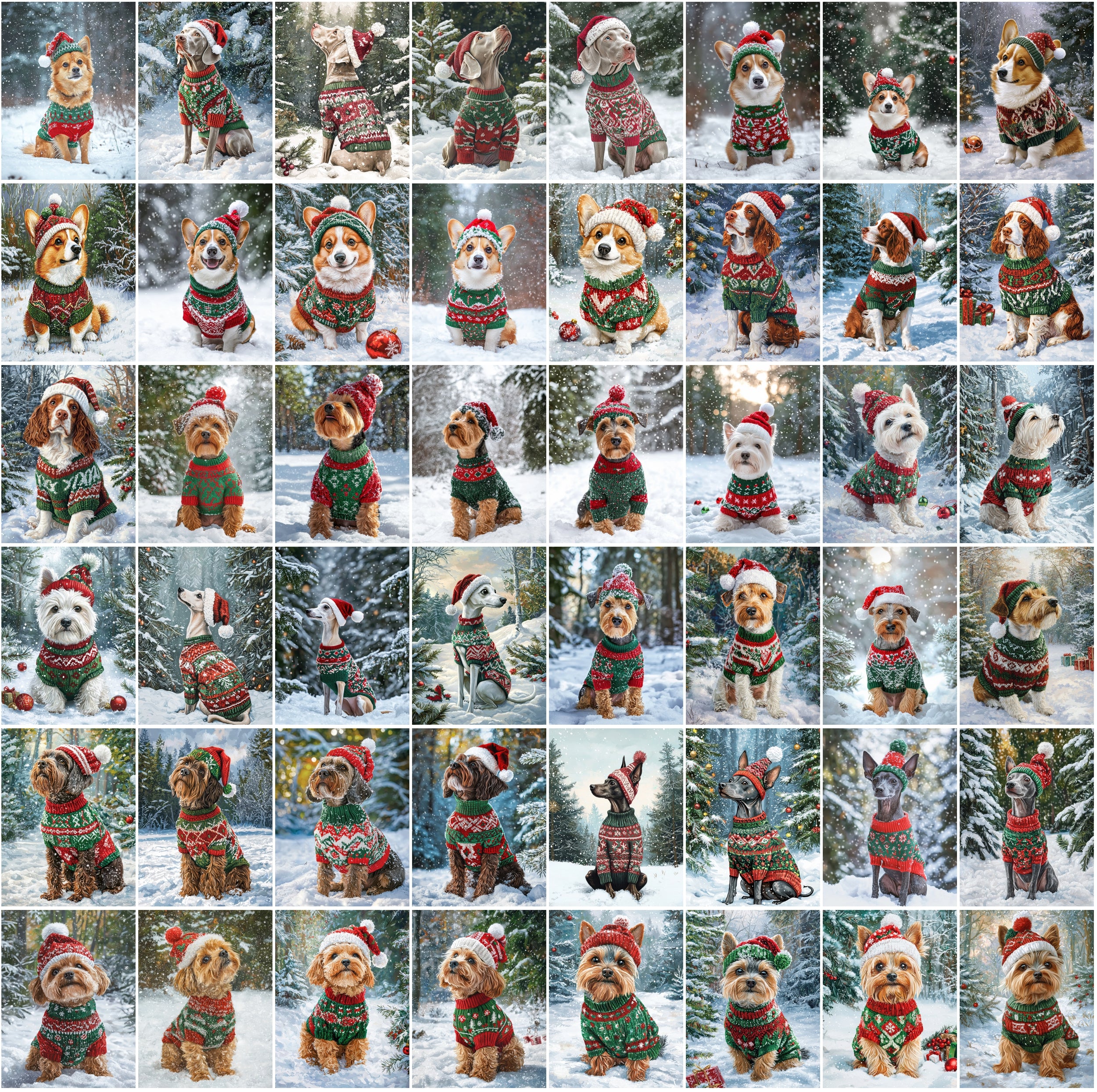 770 Adorable Dog Images on Snow with Holiday Sweaters