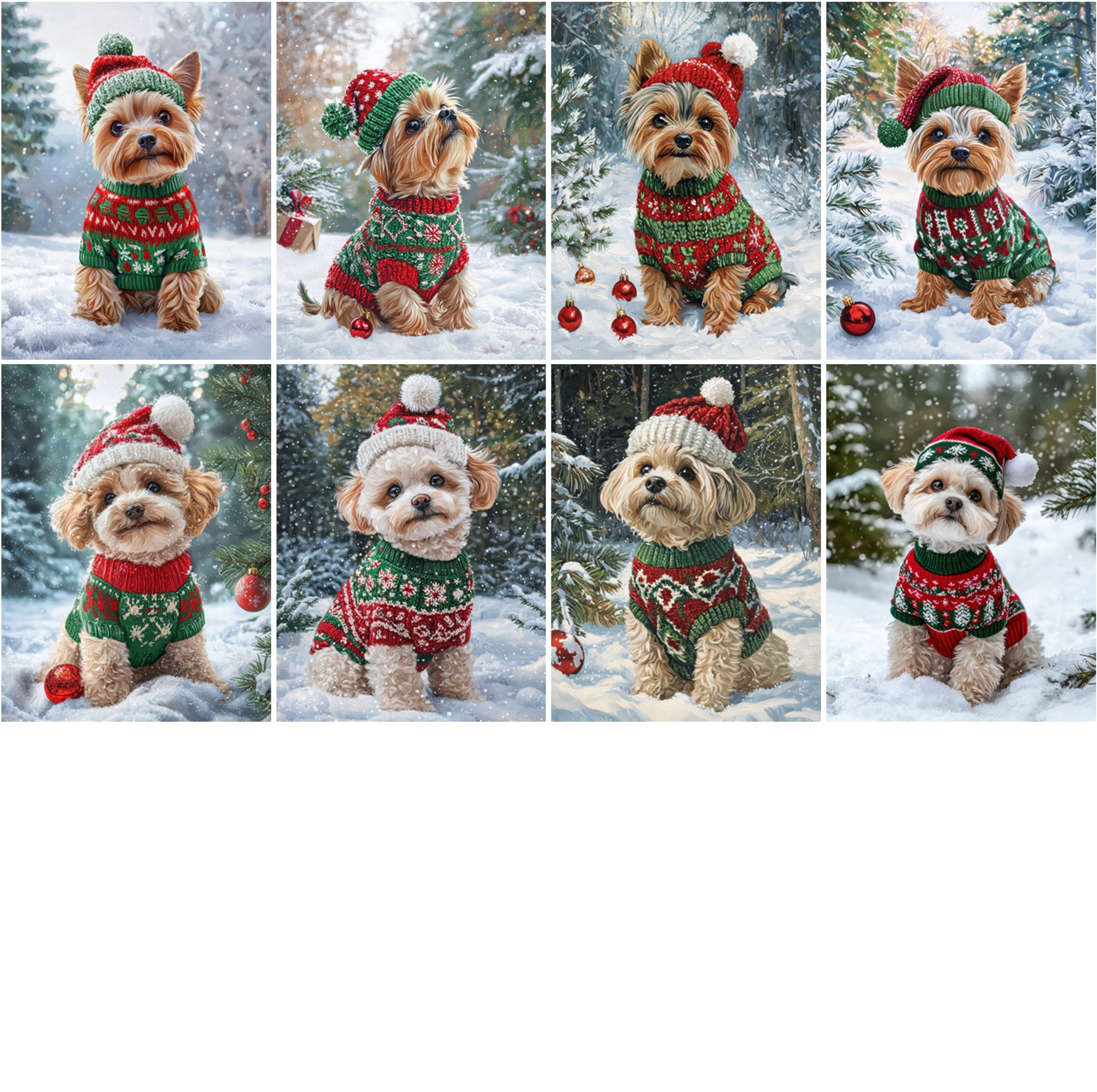 770 Adorable Dog Images on Snow with Holiday Sweaters