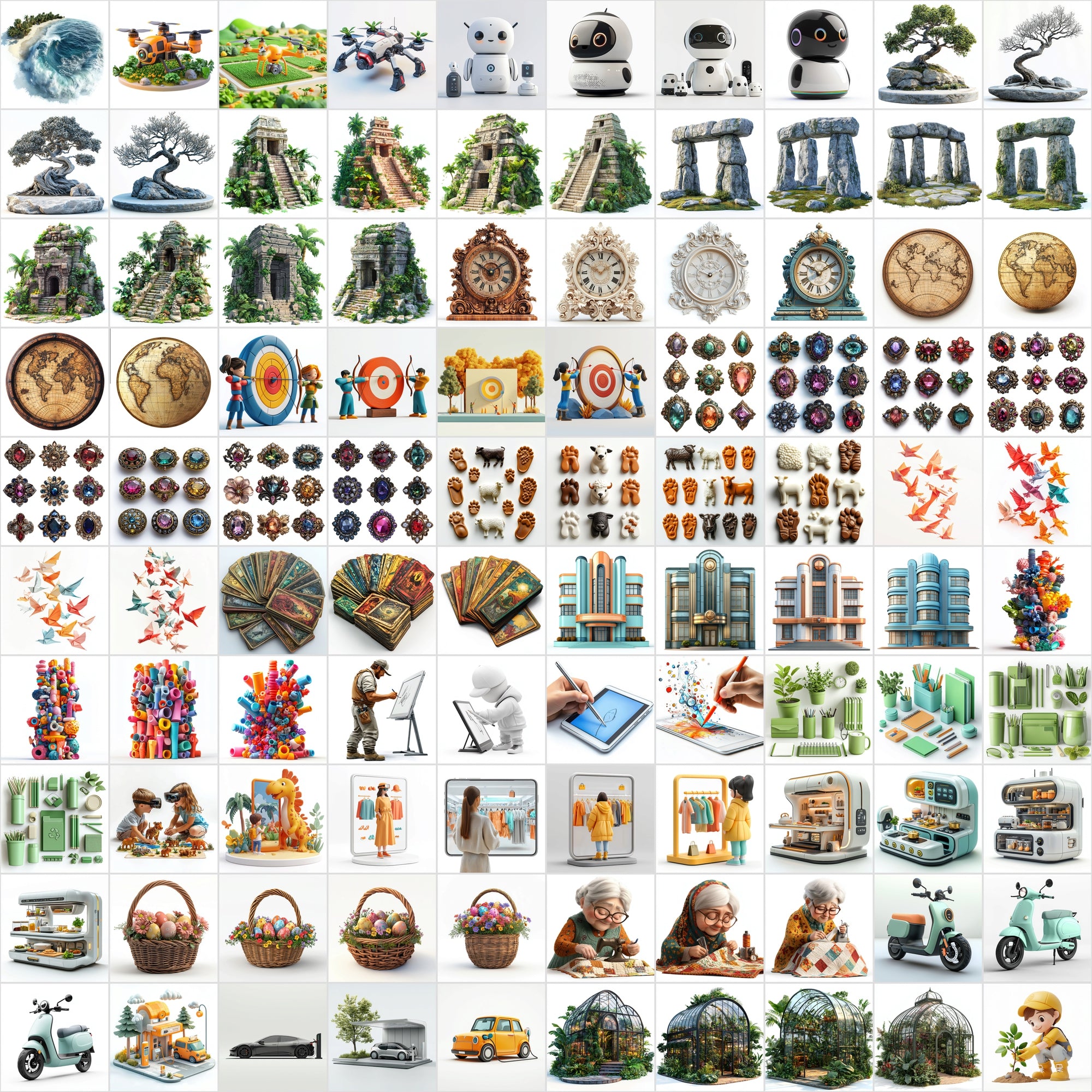 2600 Isolated Items on White Background - A Comprehensive High-Quality Graphics Bundle