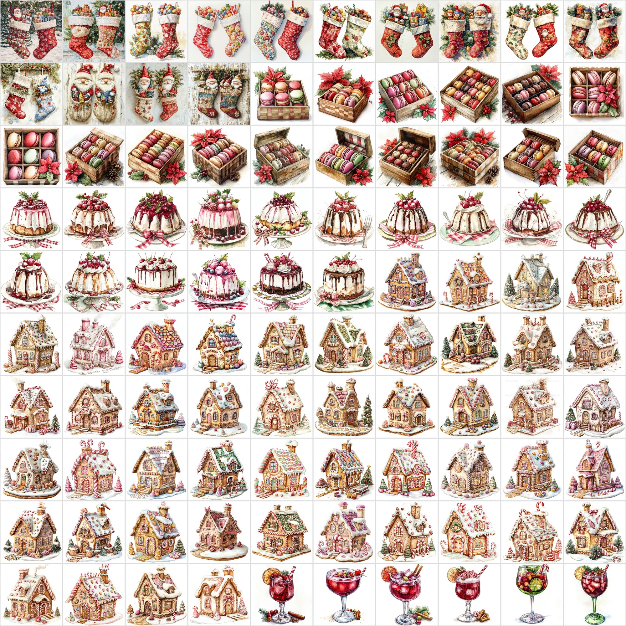 3080 High-Resolution Christmas Illustrations - Festive & Whimsical Designs