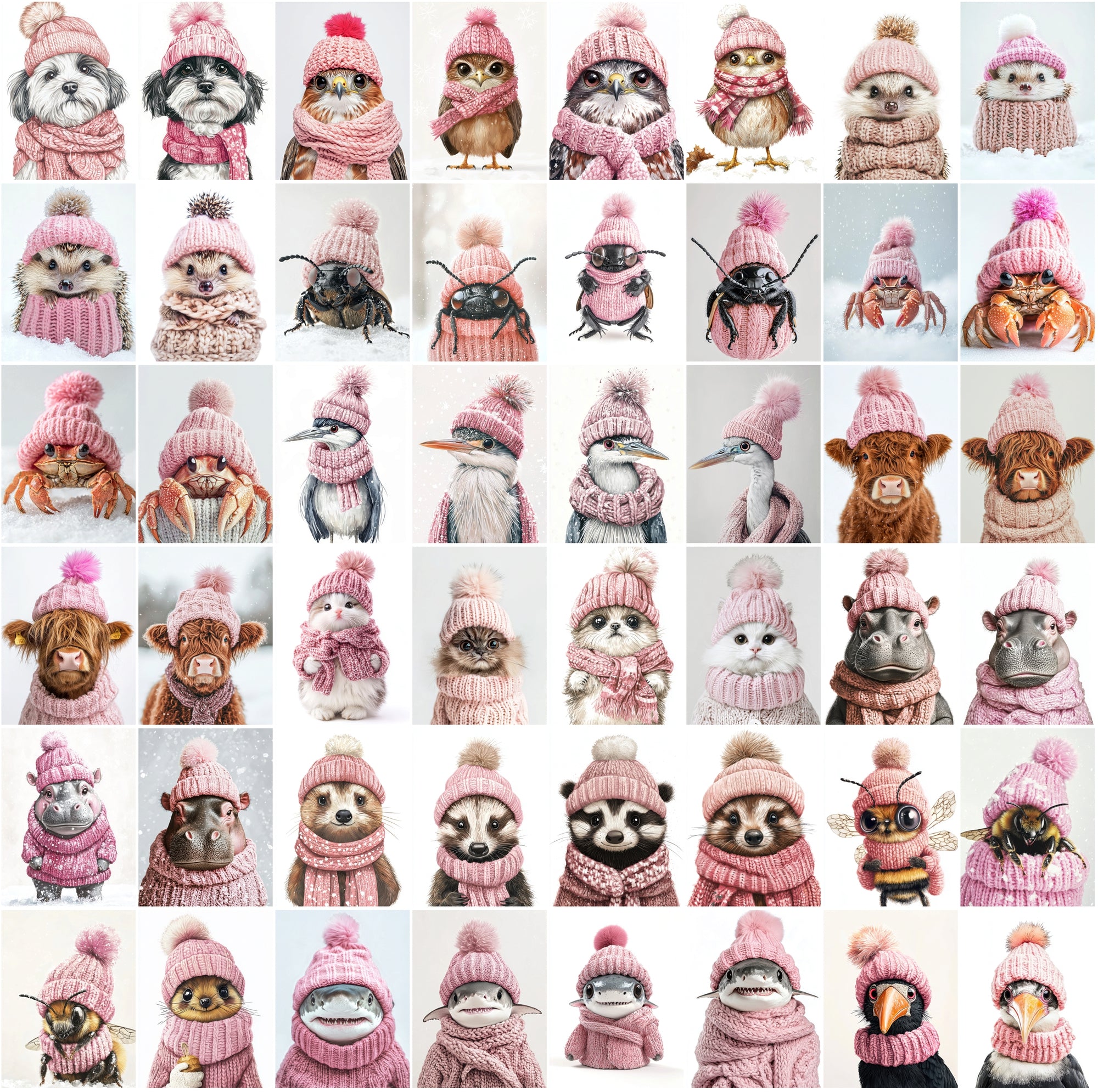 2090 High-Resolution Animal Images in Pink Outfits - Adorable and Festive Collection