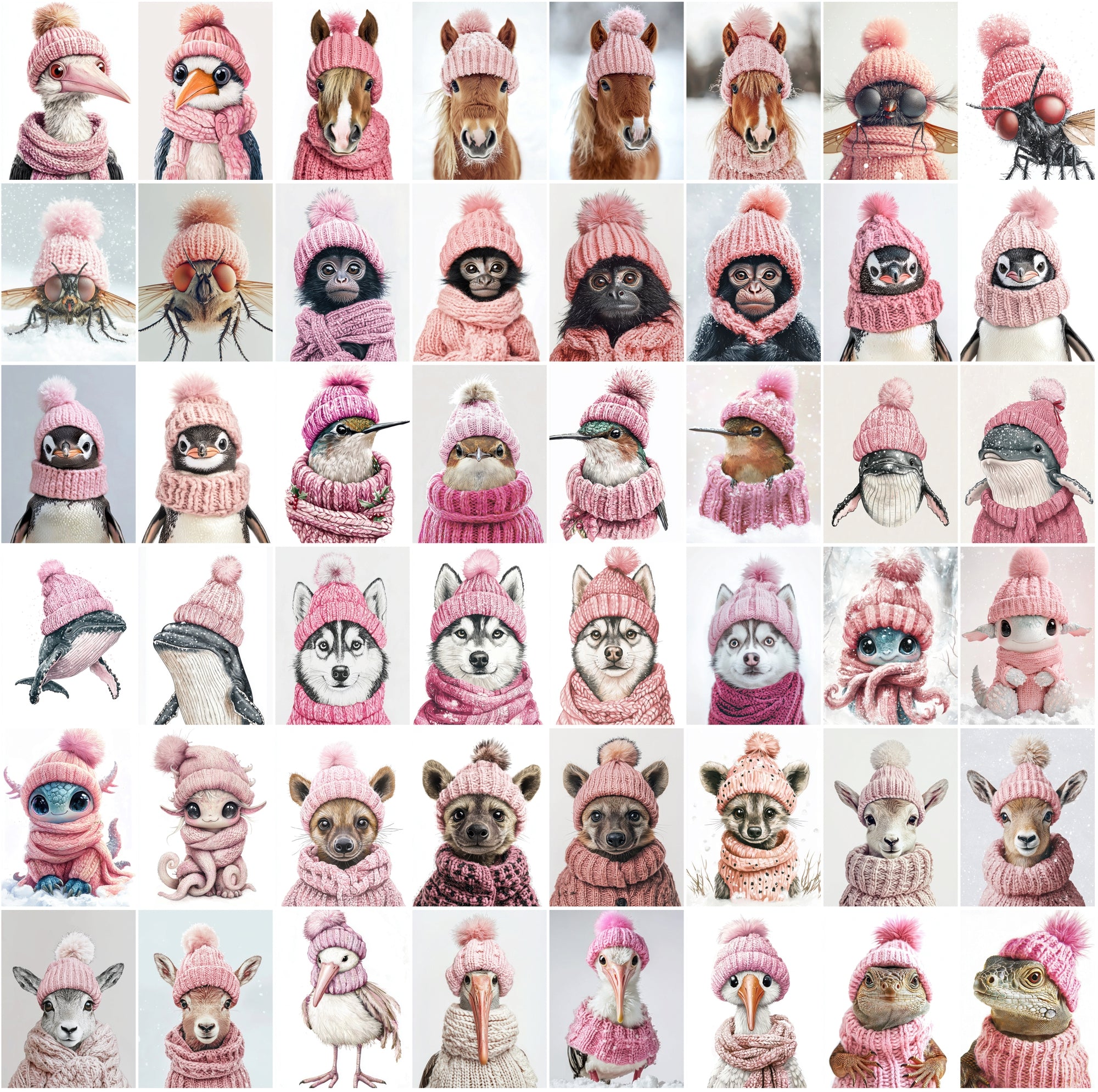 2090 High-Resolution Animal Images in Pink Outfits - Adorable and Festive Collection