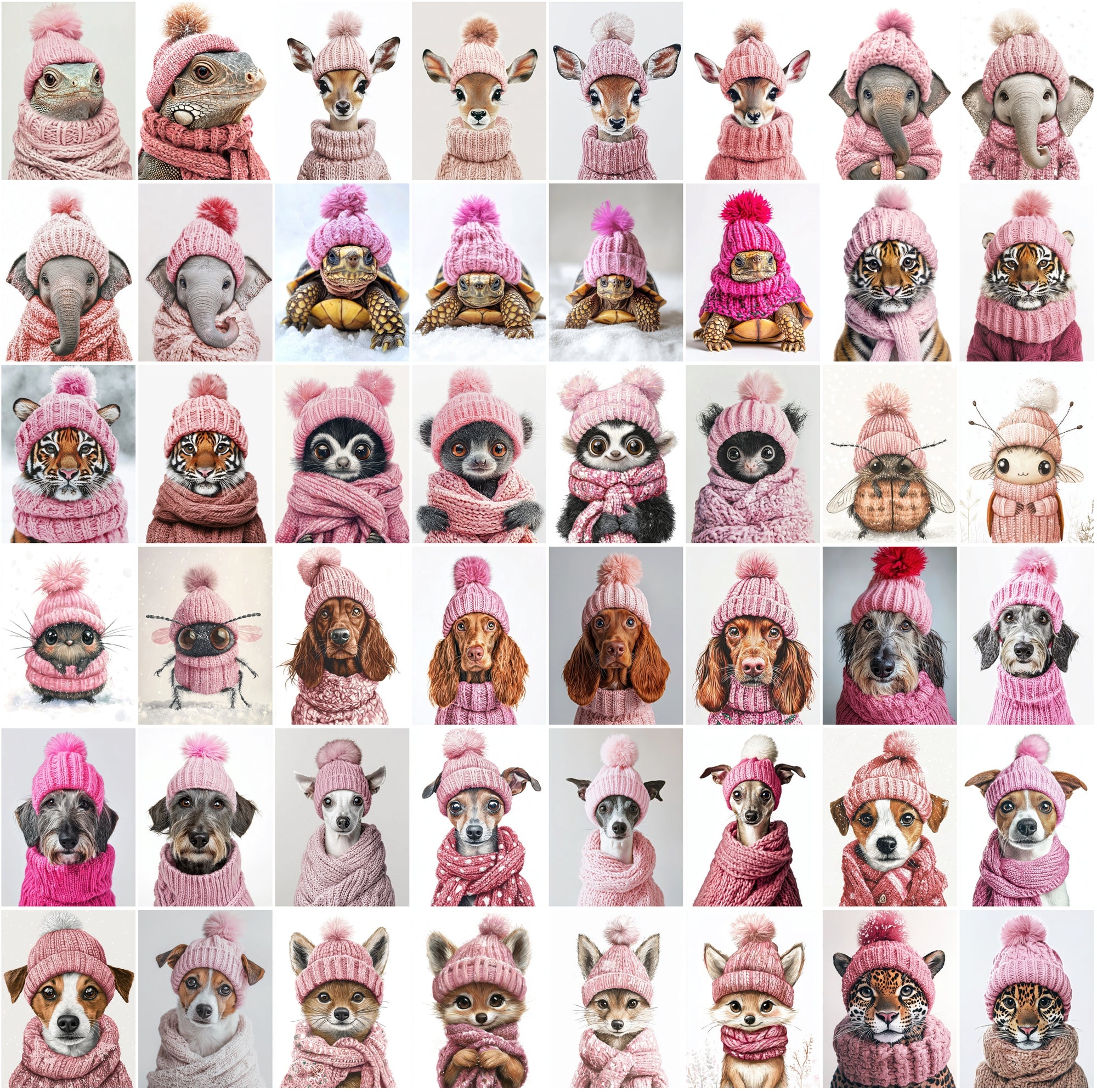 2090 High-Resolution Animal Images in Pink Outfits - Adorable and Festive Collection