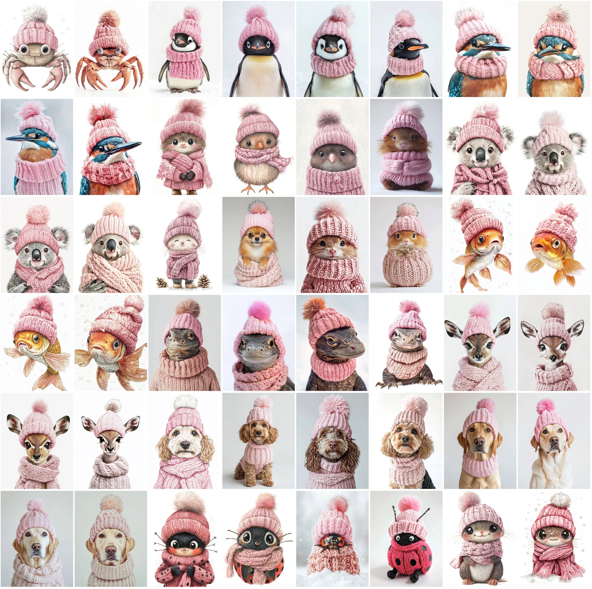 2090 High-Resolution Animal Images in Pink Outfits - Adorable and Festive Collection