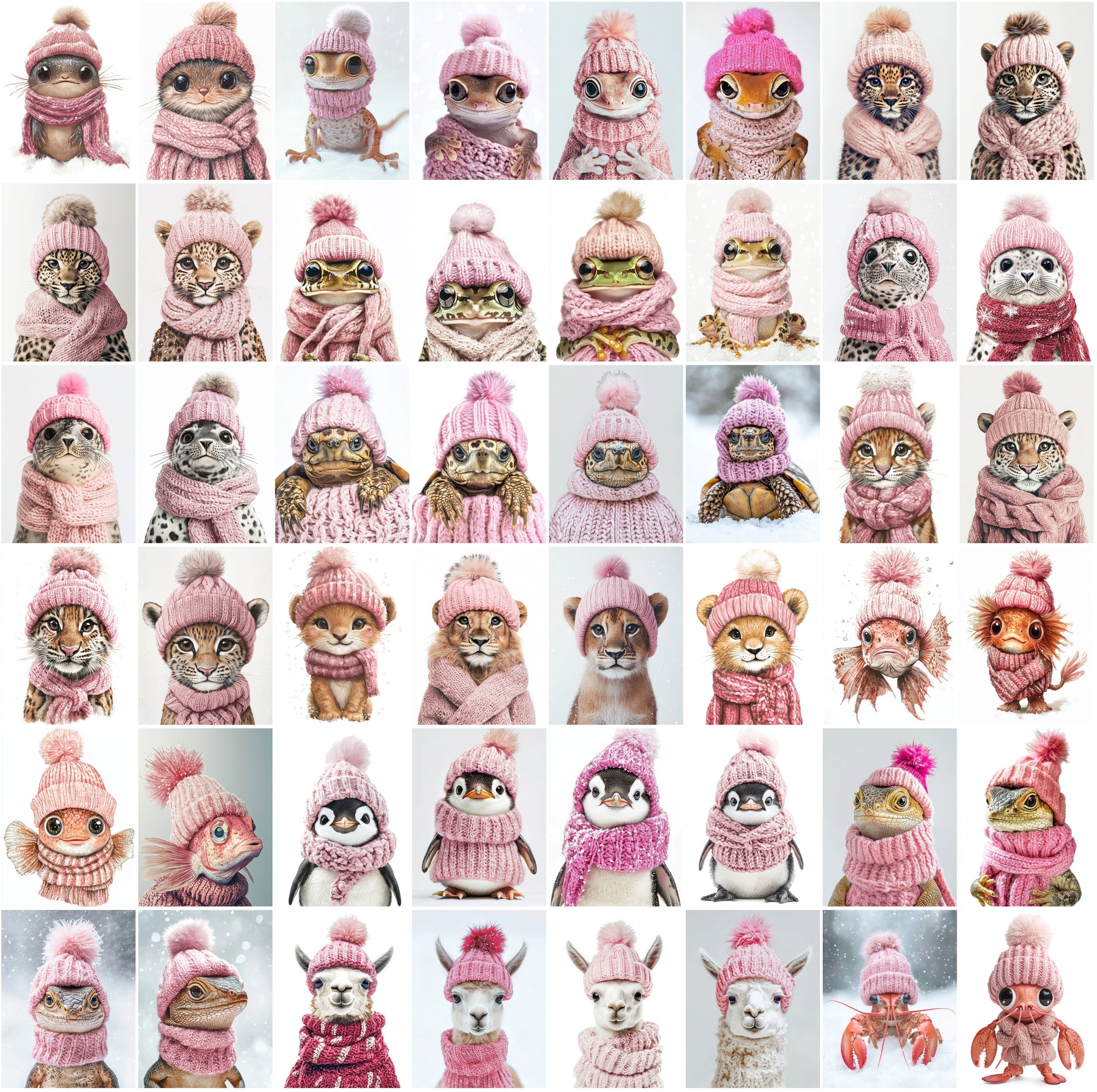 2090 High-Resolution Animal Images in Pink Outfits - Adorable and Festive Collection