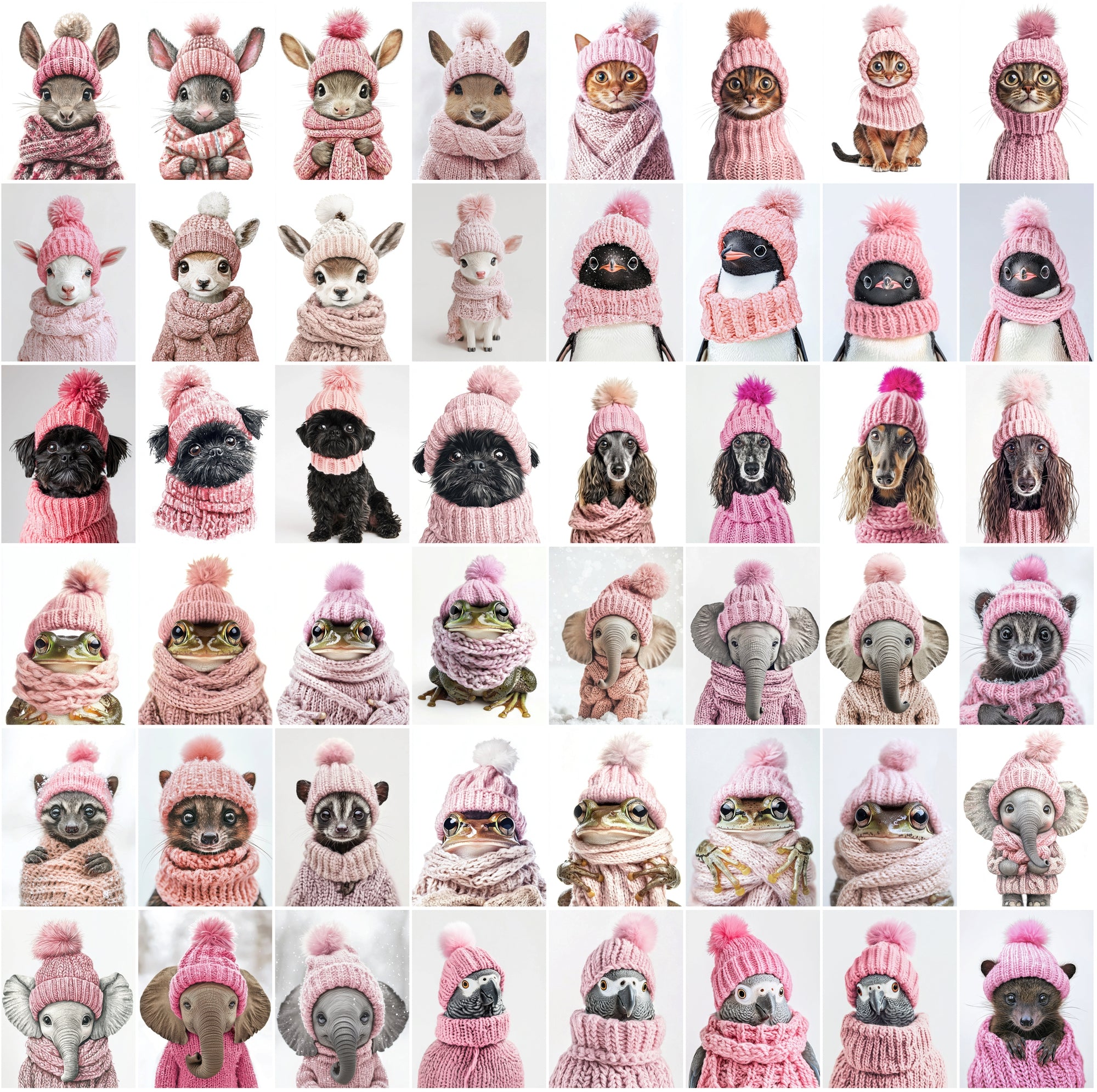 2090 High-Resolution Animal Images in Pink Outfits - Adorable and Festive Collection