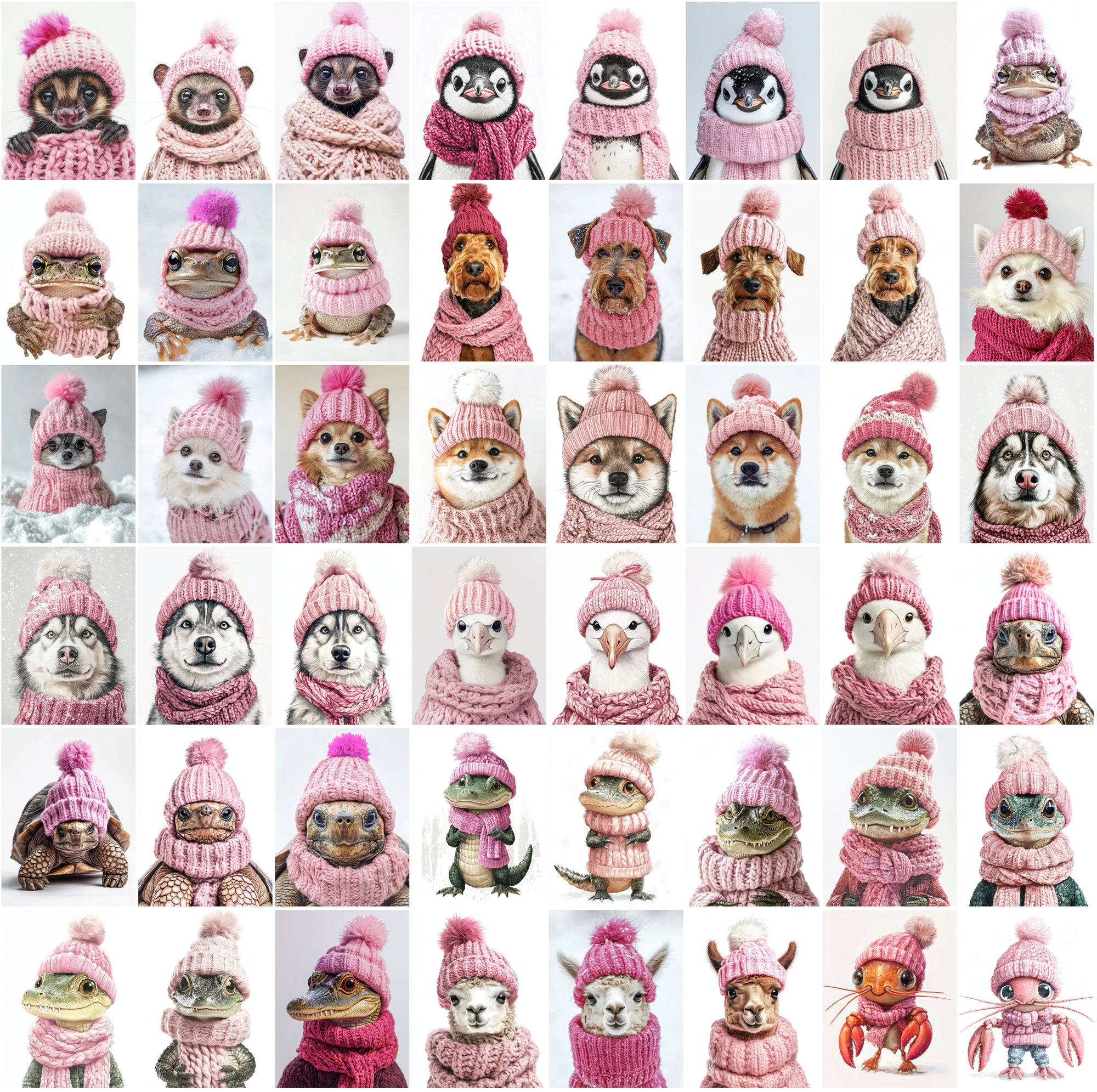 2090 High-Resolution Animal Images in Pink Outfits - Adorable and Festive Collection