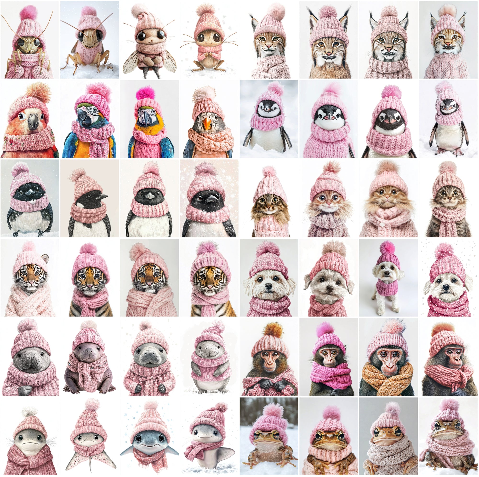 2090 High-Resolution Animal Images in Pink Outfits - Adorable and Festive Collection