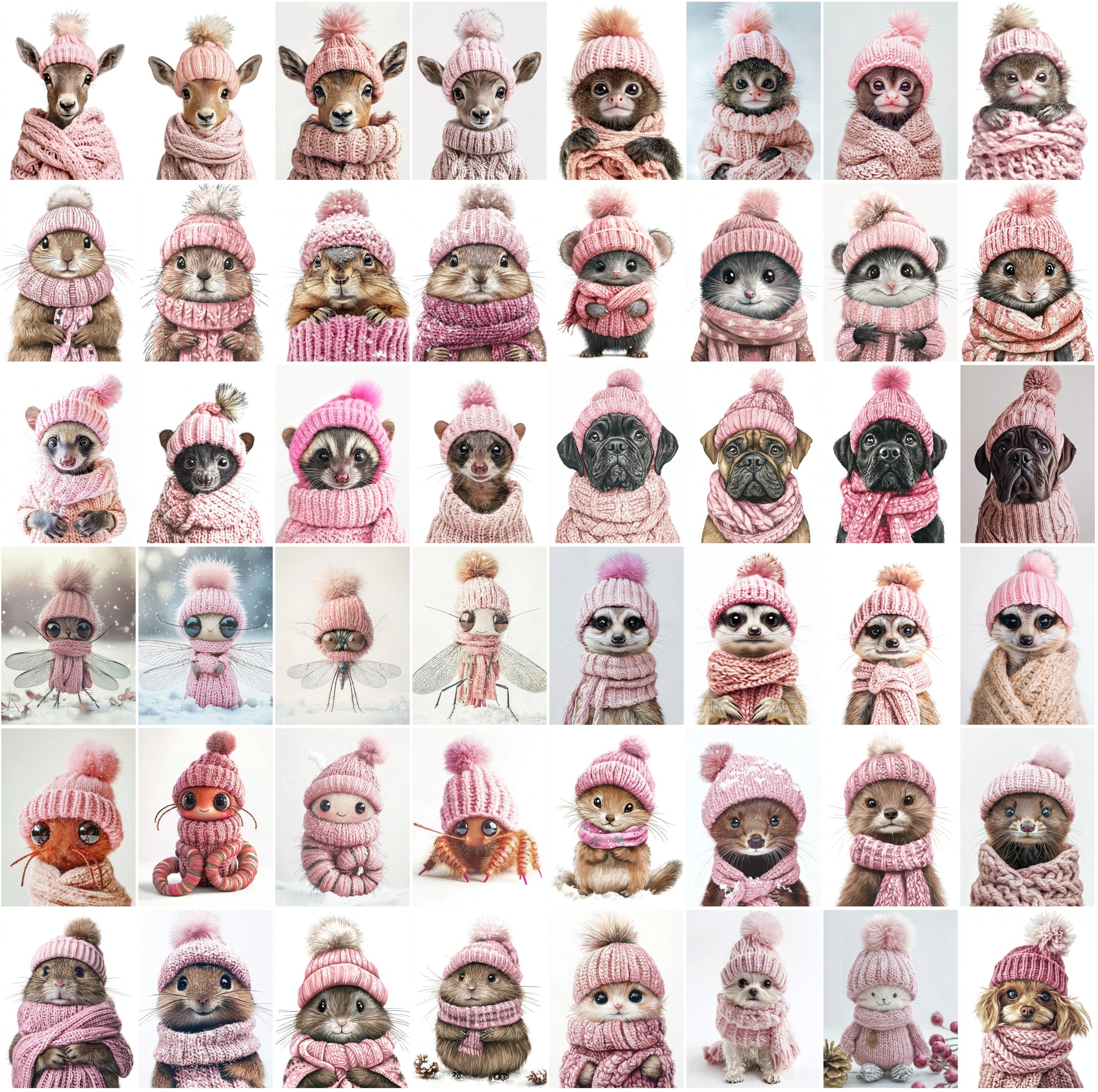 2090 High-Resolution Animal Images in Pink Outfits - Adorable and Festive Collection