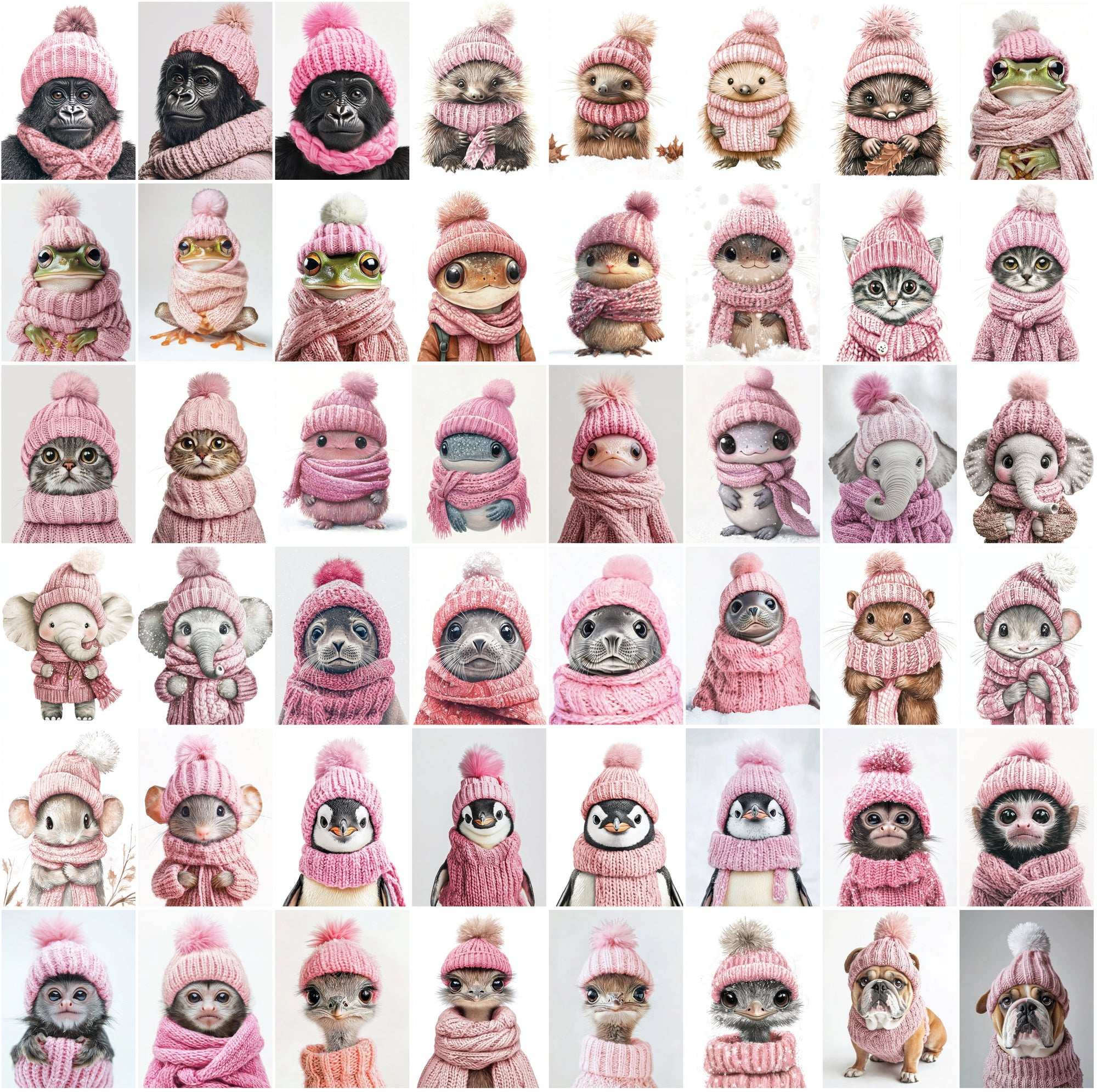 2090 High-Resolution Animal Images in Pink Outfits - Adorable and Festive Collection