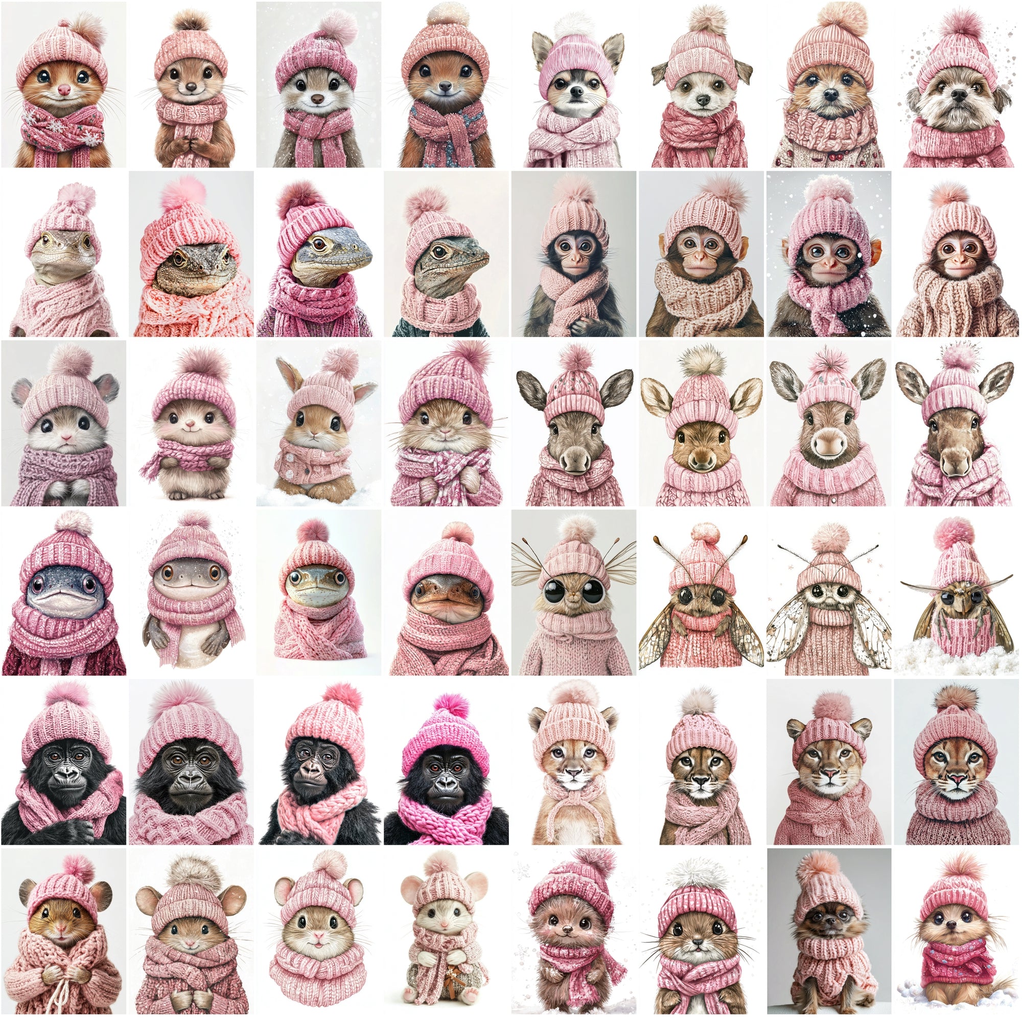 2090 High-Resolution Animal Images in Pink Outfits - Adorable and Festive Collection