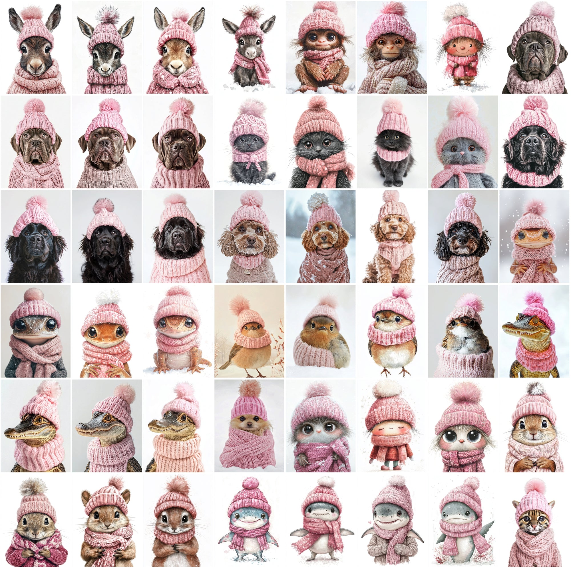 2090 High-Resolution Animal Images in Pink Outfits - Adorable and Festive Collection