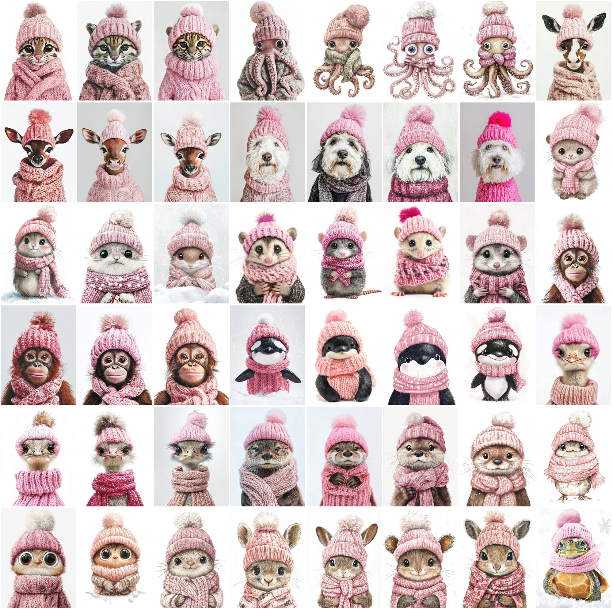 2090 High-Resolution Animal Images in Pink Outfits - Adorable and Festive Collection