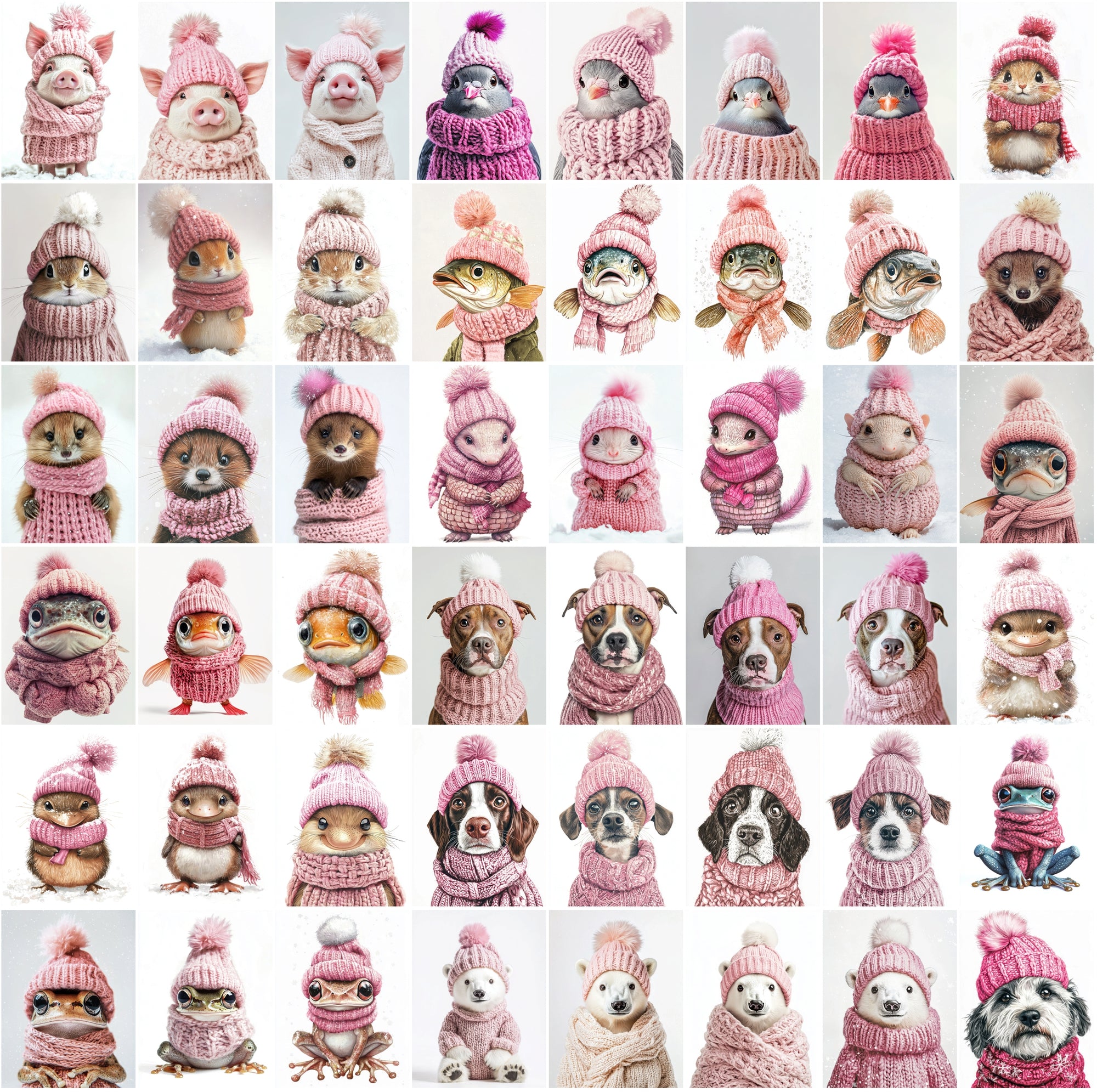 2090 High-Resolution Animal Images in Pink Outfits - Adorable and Festive Collection