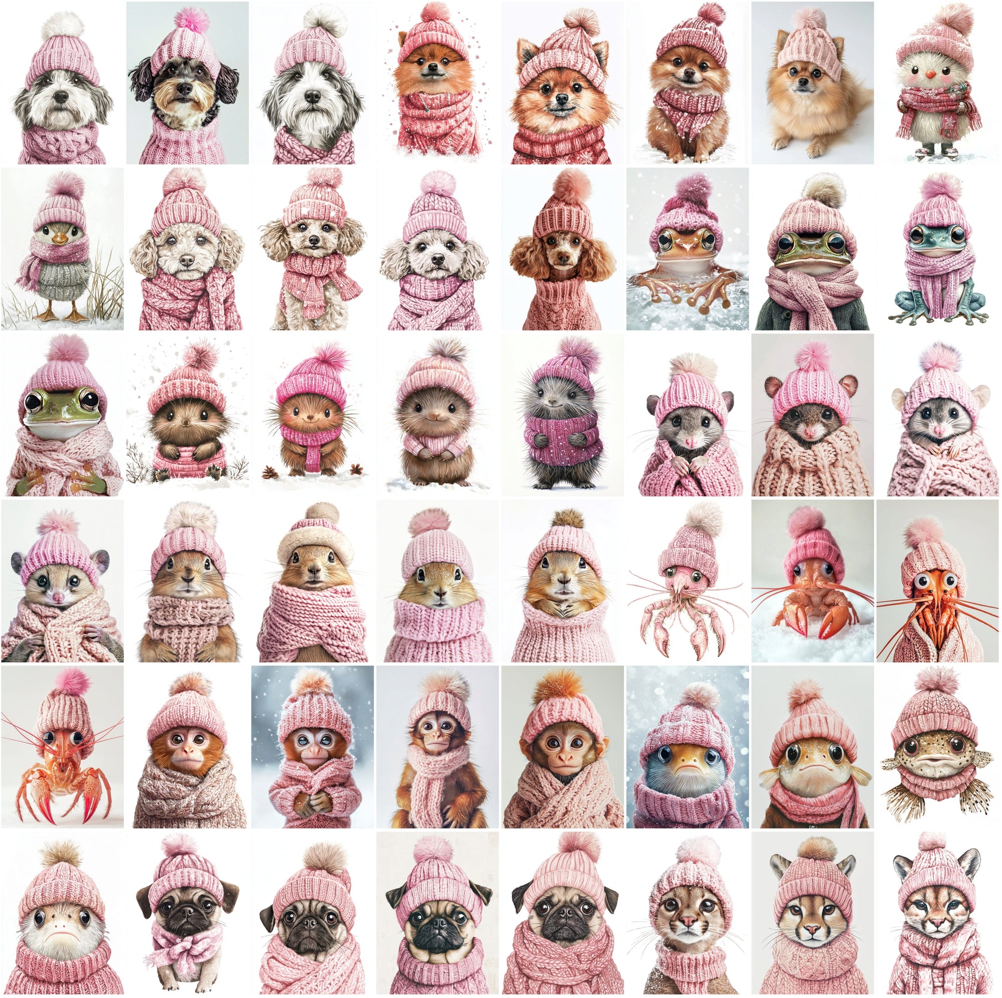 2090 High-Resolution Animal Images in Pink Outfits - Adorable and Festive Collection