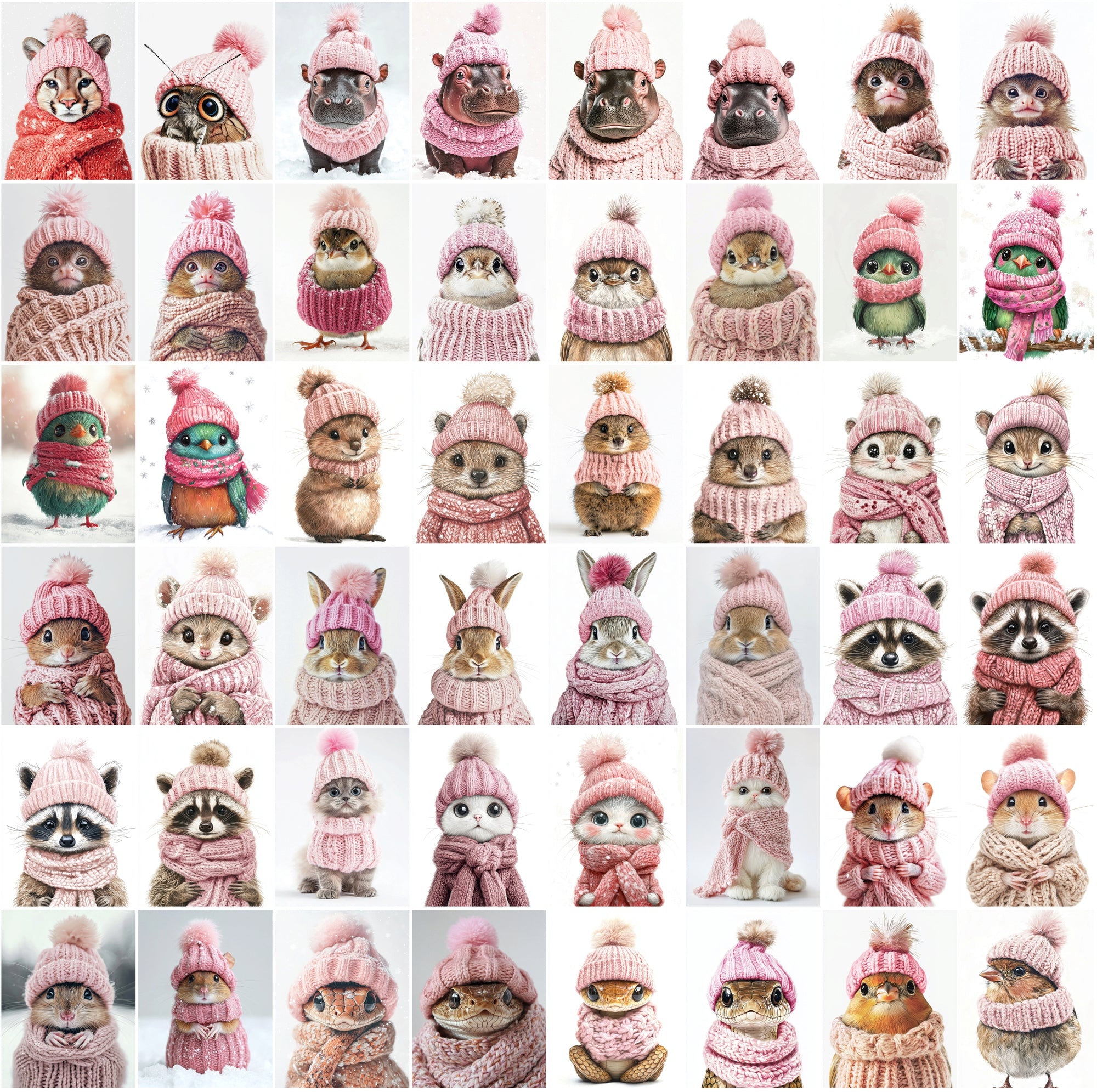 2090 High-Resolution Animal Images in Pink Outfits - Adorable and Festive Collection