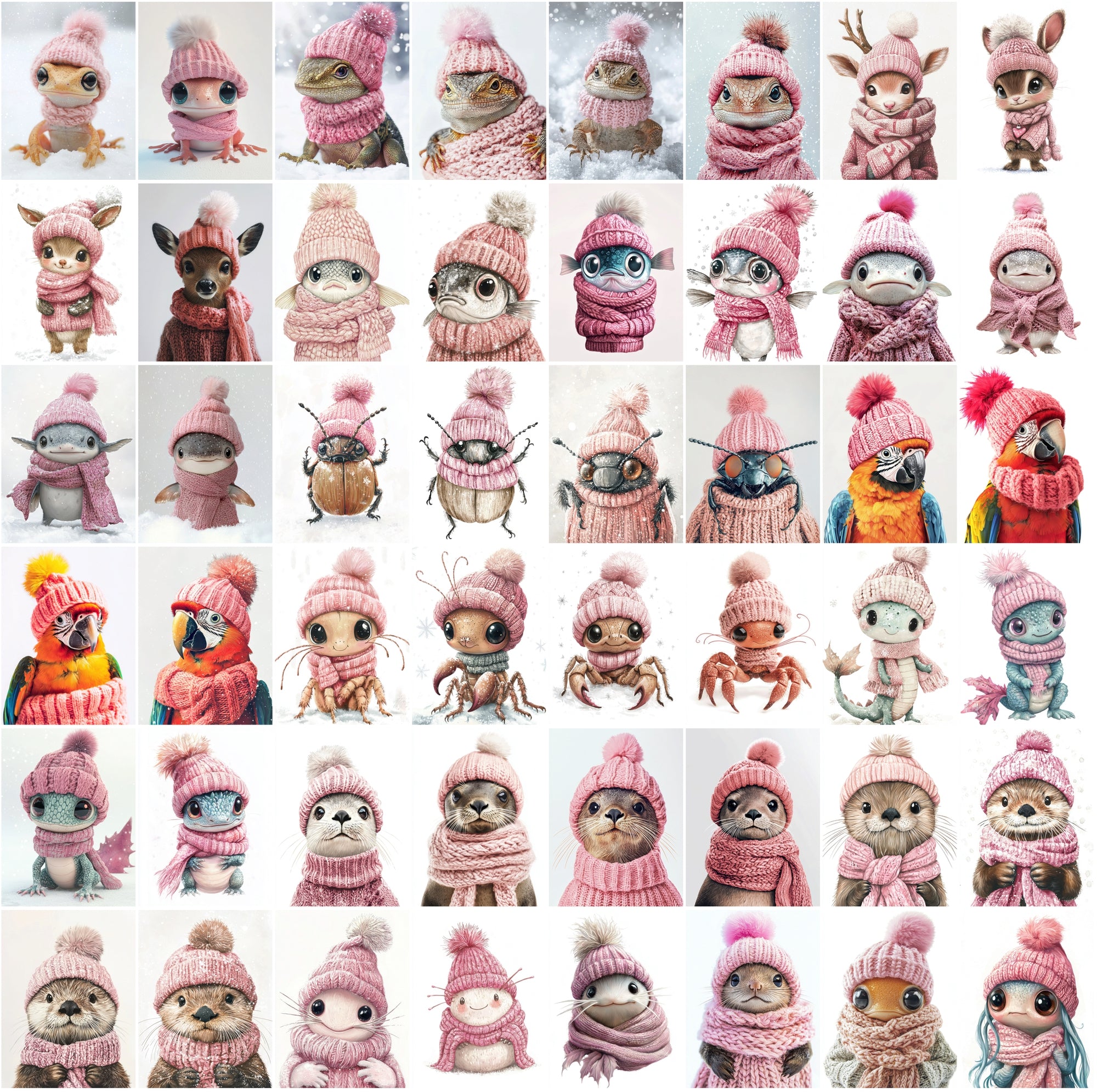 2090 High-Resolution Animal Images in Pink Outfits - Adorable and Festive Collection