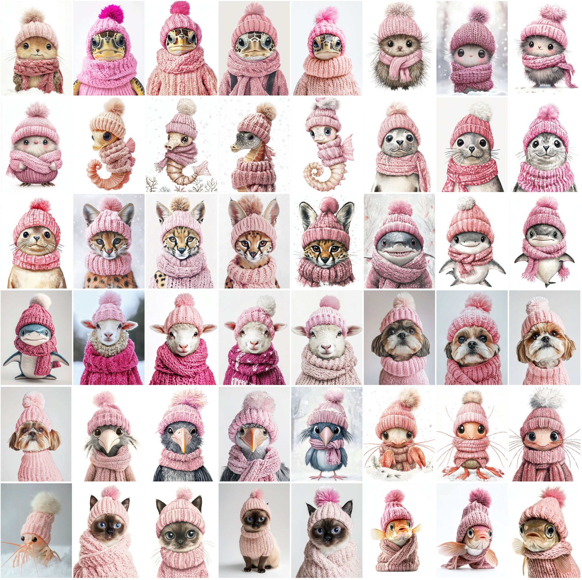 2090 High-Resolution Animal Images in Pink Outfits - Adorable and Festive Collection