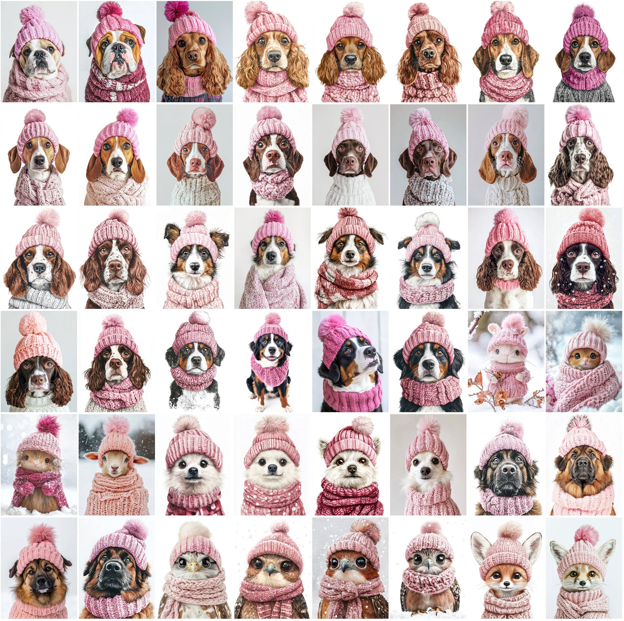 2090 High-Resolution Animal Images in Pink Outfits - Adorable and Festive Collection