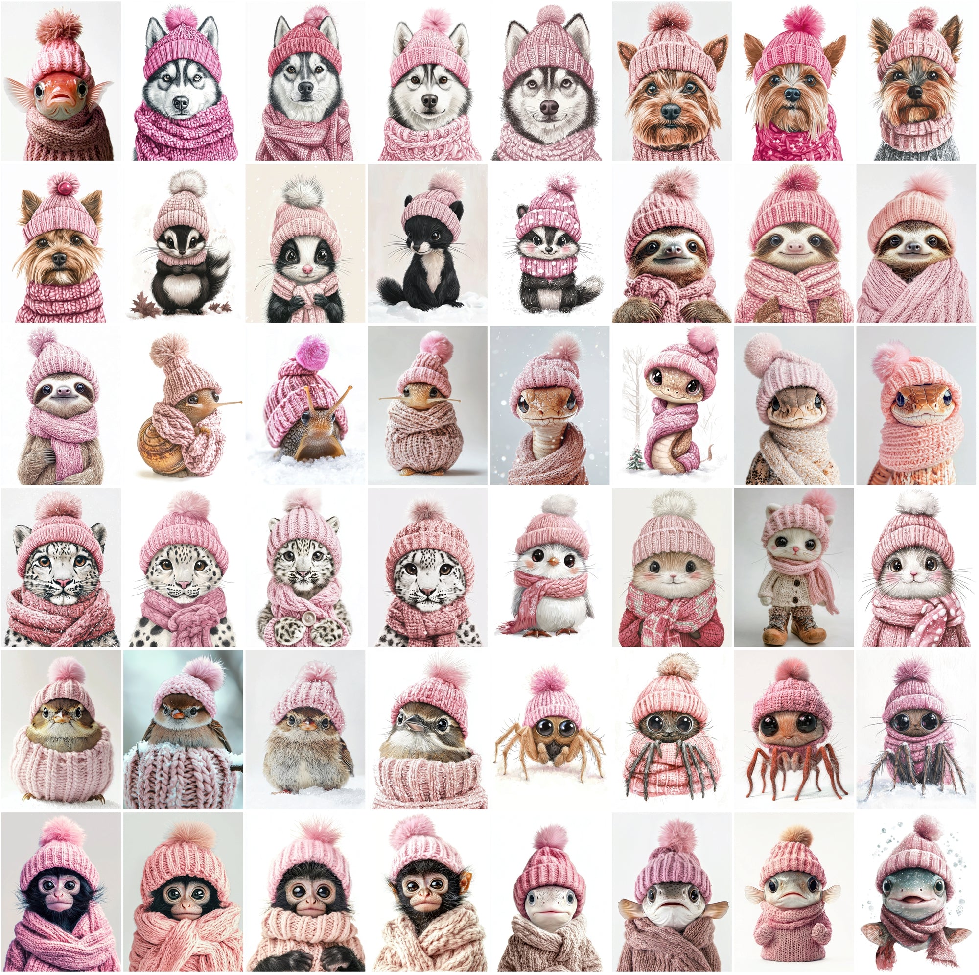 2090 High-Resolution Animal Images in Pink Outfits - Adorable and Festive Collection