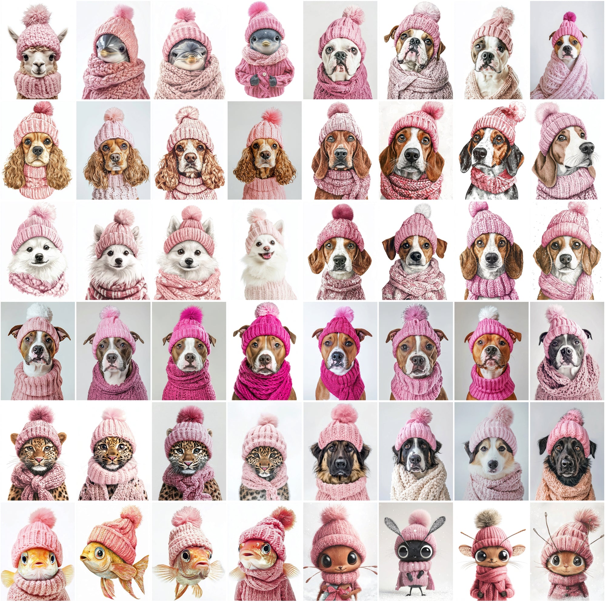 2090 High-Resolution Animal Images in Pink Outfits - Adorable and Festive Collection