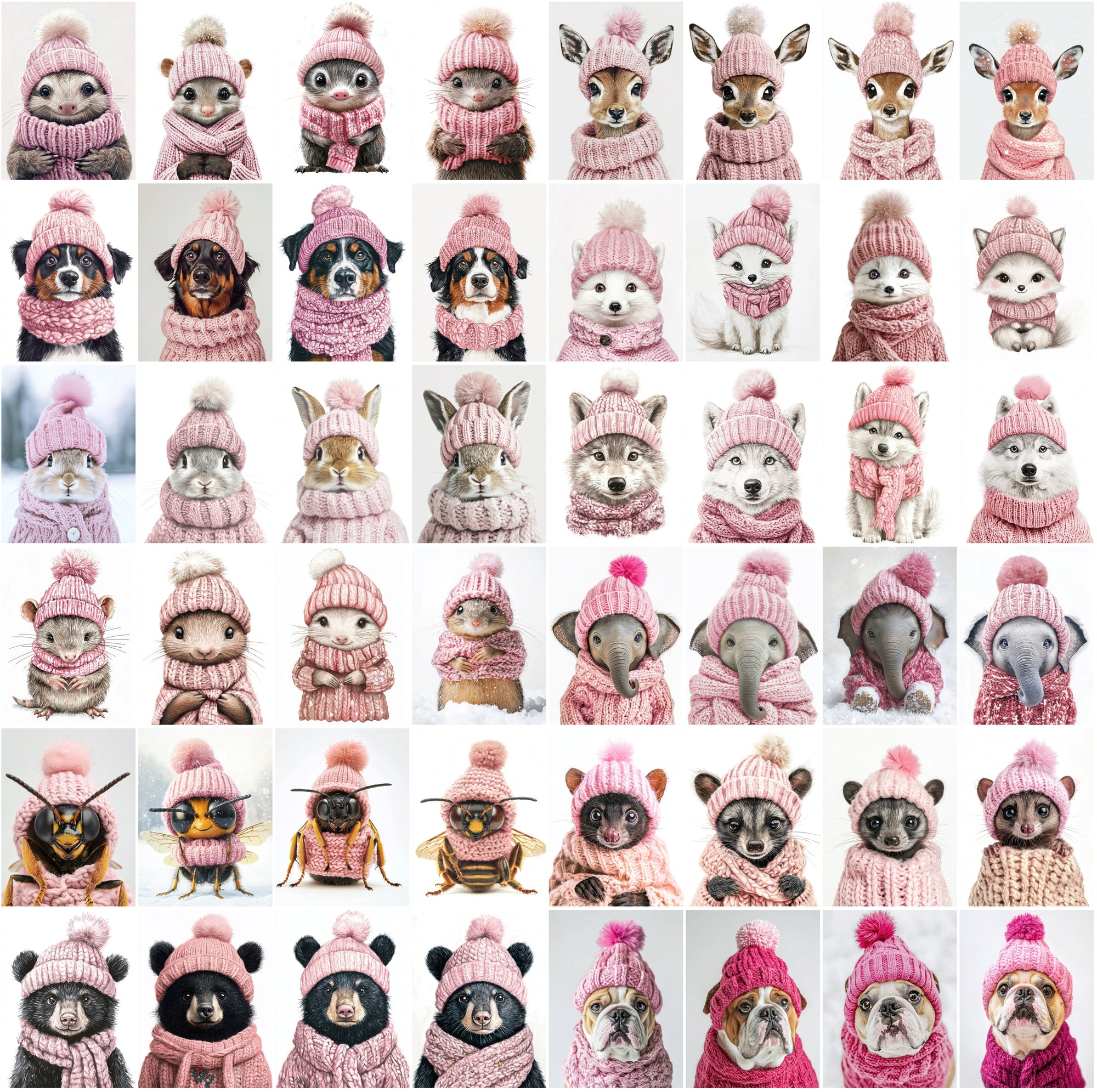 2090 High-Resolution Animal Images in Pink Outfits - Adorable and Festive Collection