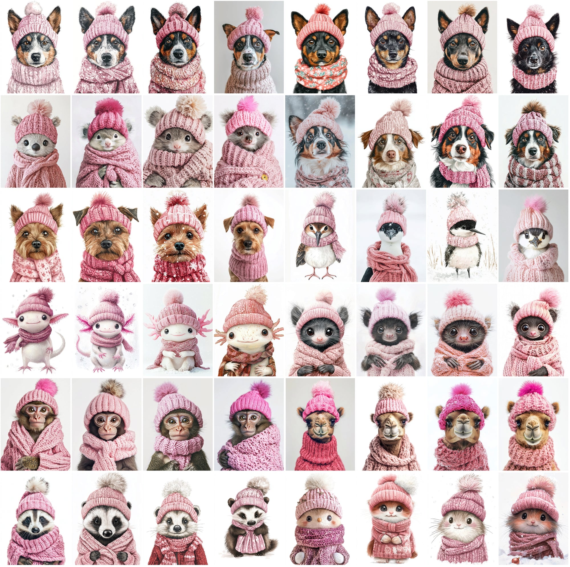 2090 High-Resolution Animal Images in Pink Outfits - Adorable and Festive Collection