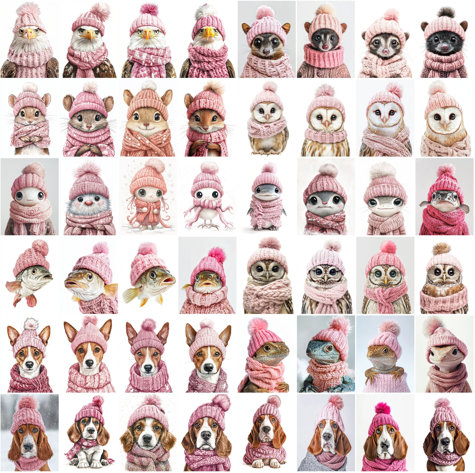 2090 High-Resolution Animal Images in Pink Outfits - Adorable and Festive Collection