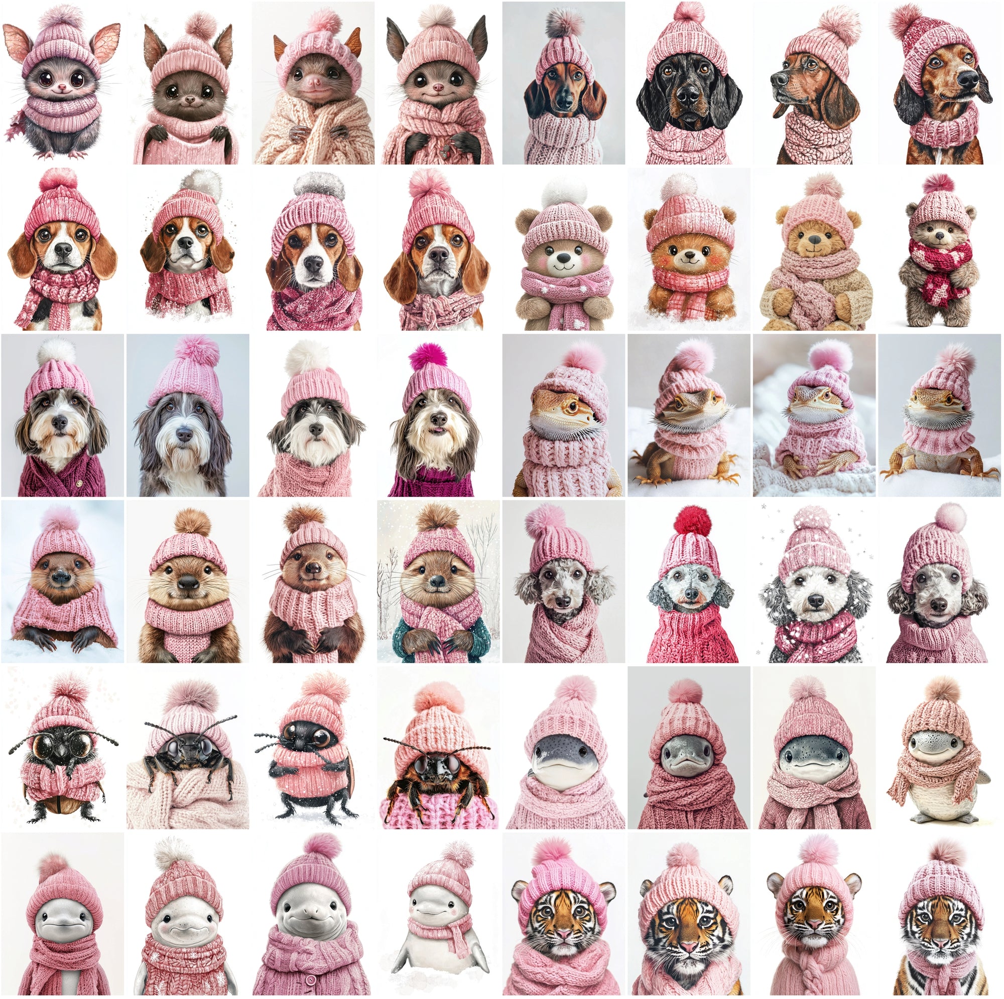 2090 High-Resolution Animal Images in Pink Outfits - Adorable and Festive Collection