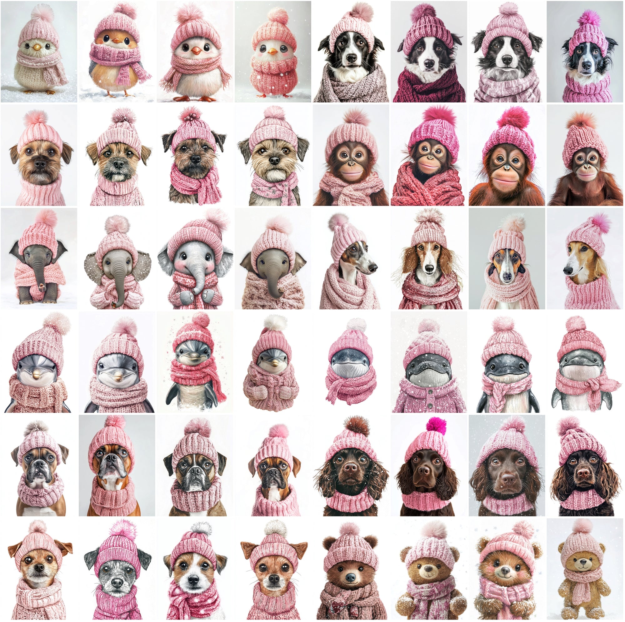 2090 High-Resolution Animal Images in Pink Outfits - Adorable and Festive Collection