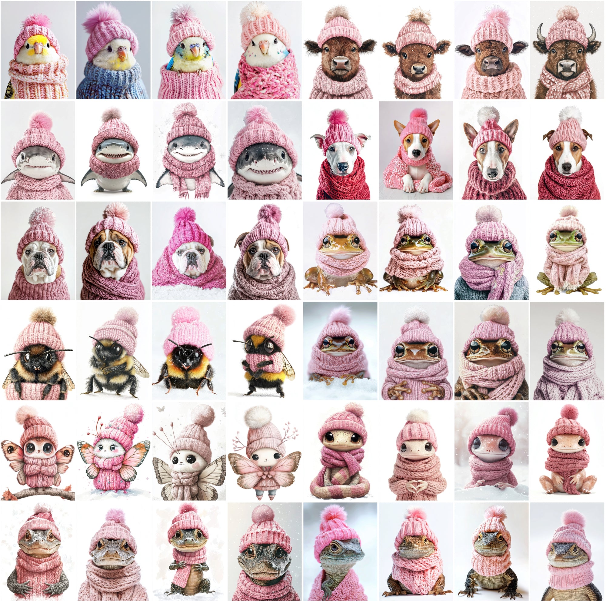 2090 High-Resolution Animal Images in Pink Outfits - Adorable and Festive Collection