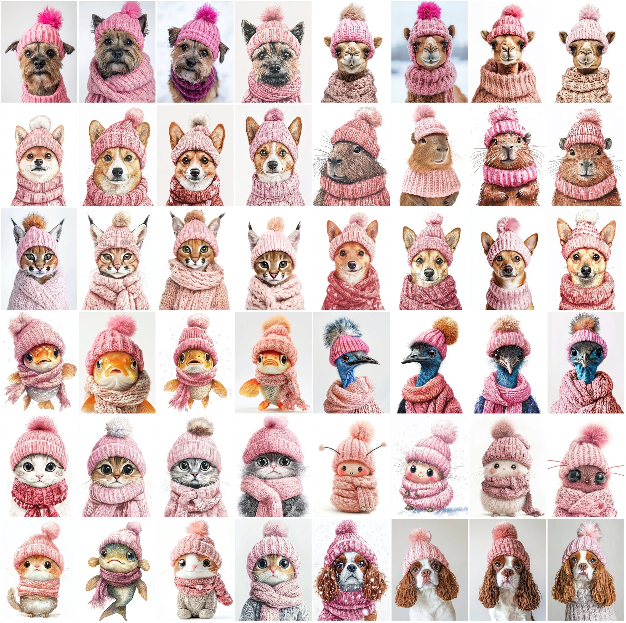 2090 High-Resolution Animal Images in Pink Outfits - Adorable and Festive Collection