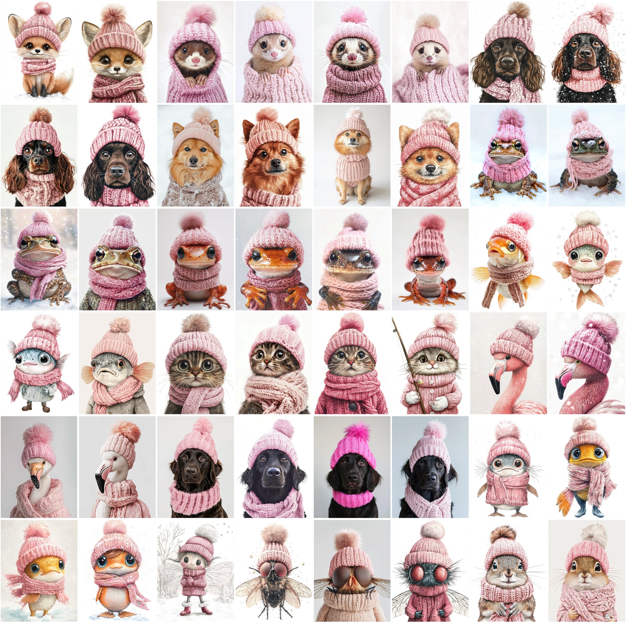 2090 High-Resolution Animal Images in Pink Outfits - Adorable and Festive Collection