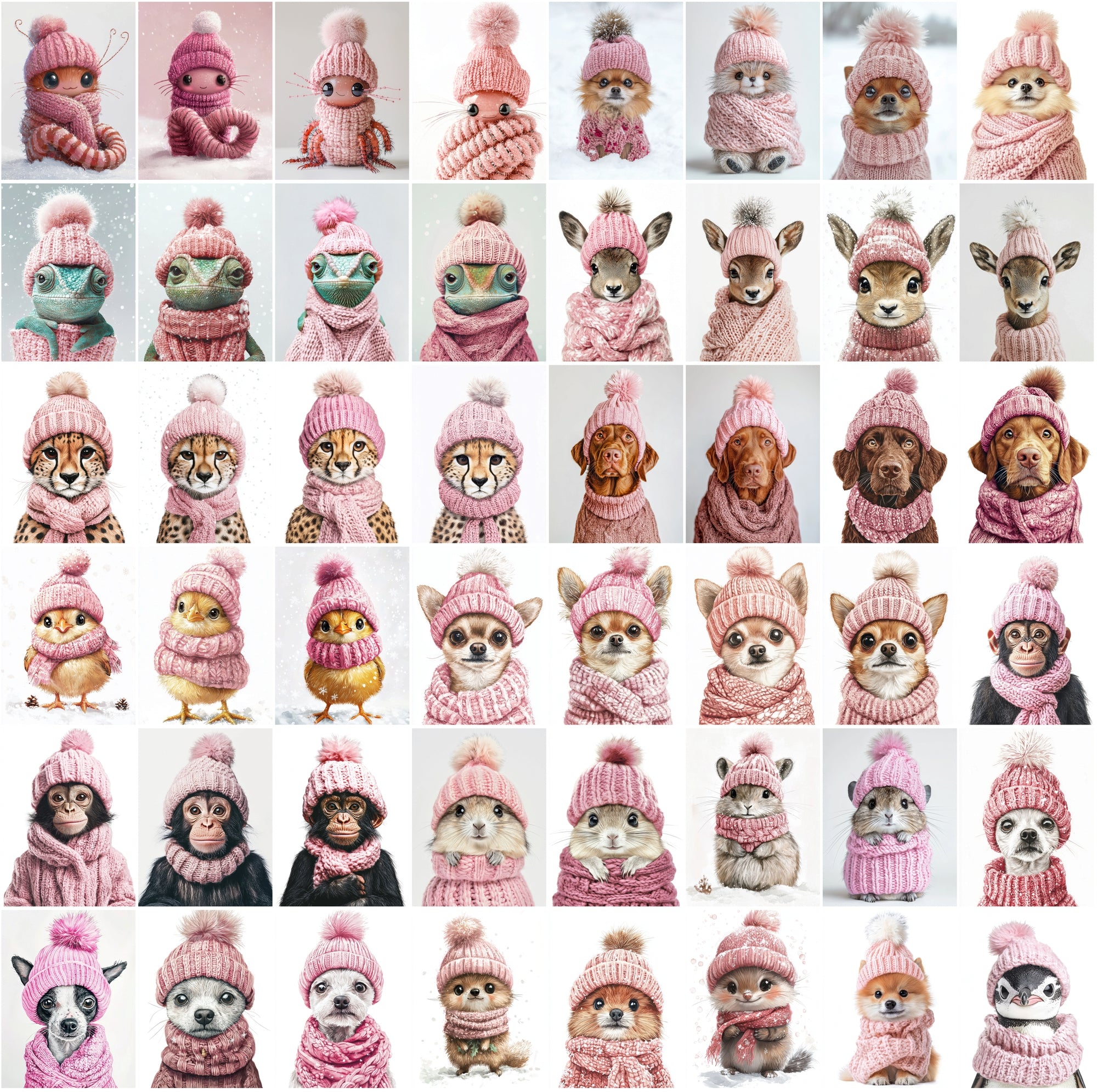 2090 High-Resolution Animal Images in Pink Outfits - Adorable and Festive Collection