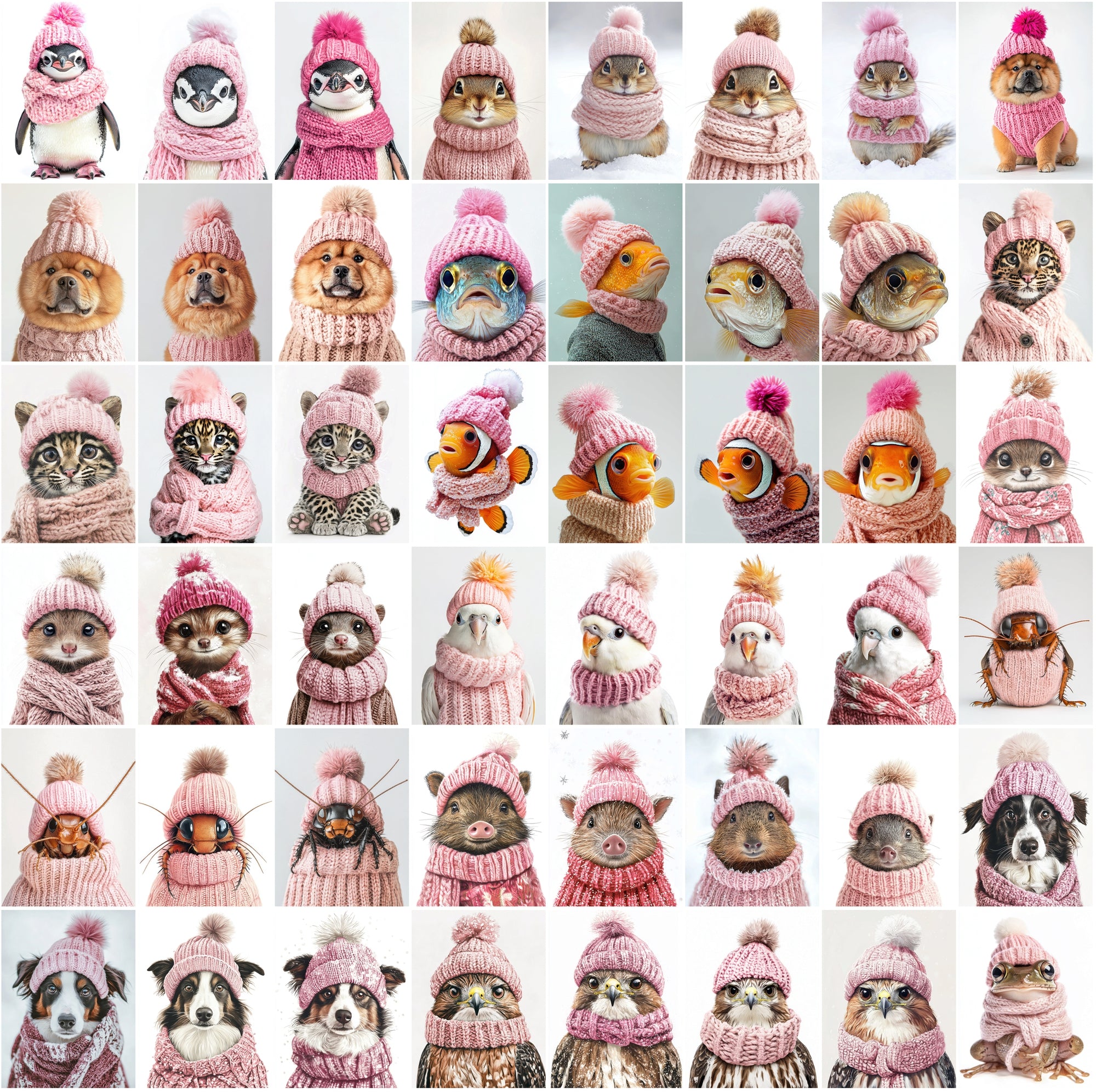 2090 High-Resolution Animal Images in Pink Outfits - Adorable and Festive Collection