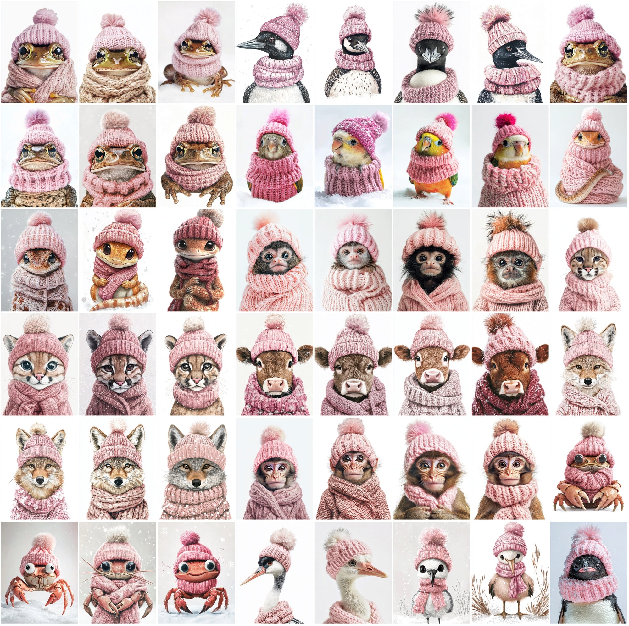 2090 High-Resolution Animal Images in Pink Outfits - Adorable and Festive Collection